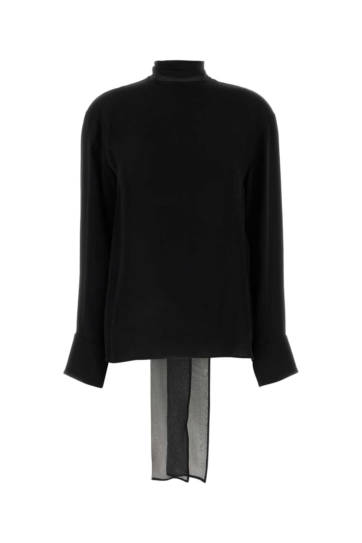 Shop Valentino Black Georgette Blouse In Nero