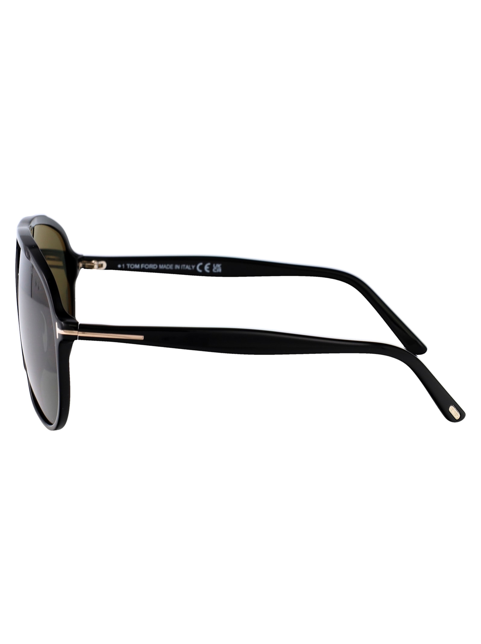 Tom Ford Eyewear Oversized Pilot Frame Sunglasses In Nero Lucido / Verde
