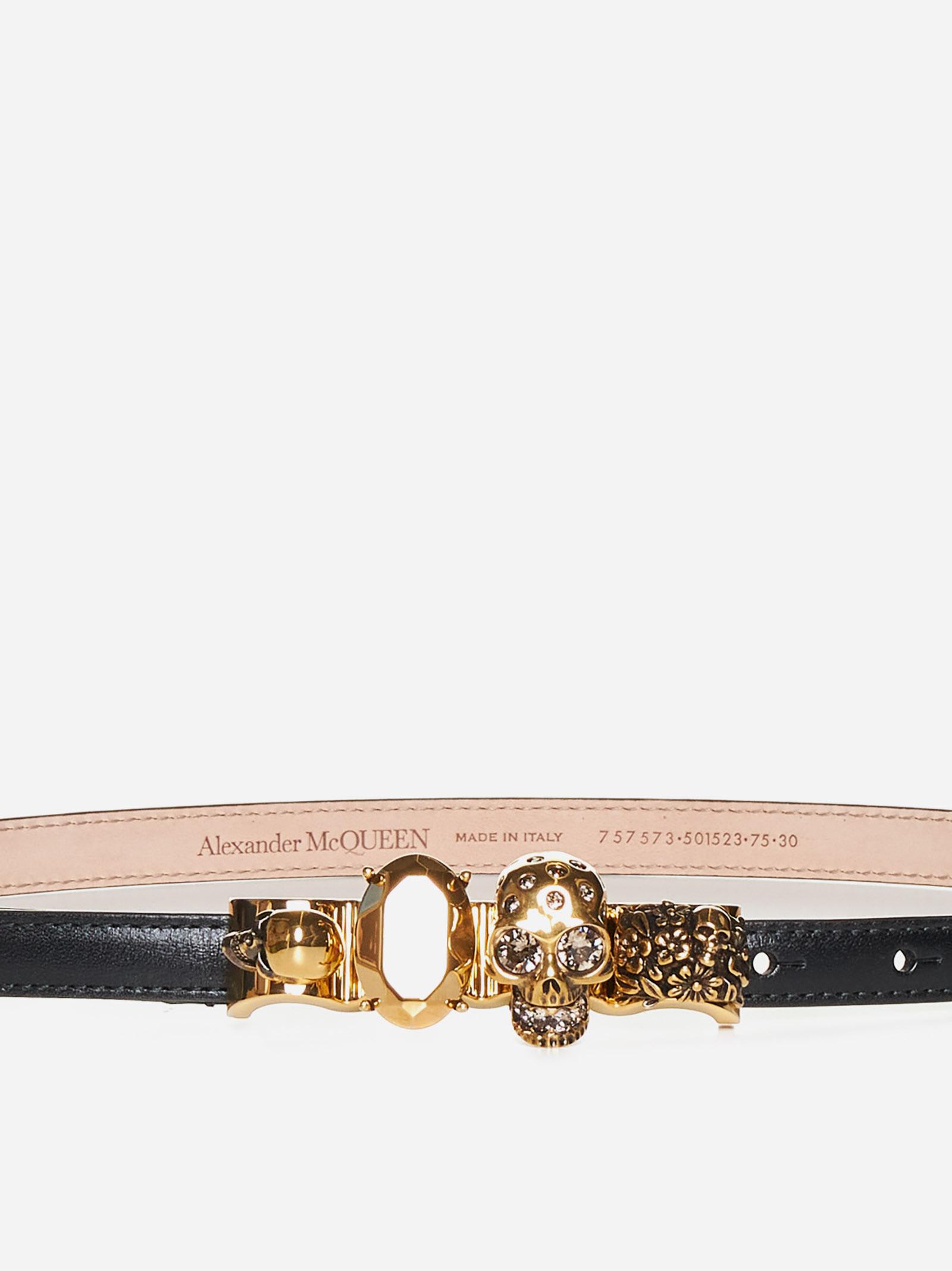 Shop Alexander Mcqueen The Knuckle Leather Belt In Black