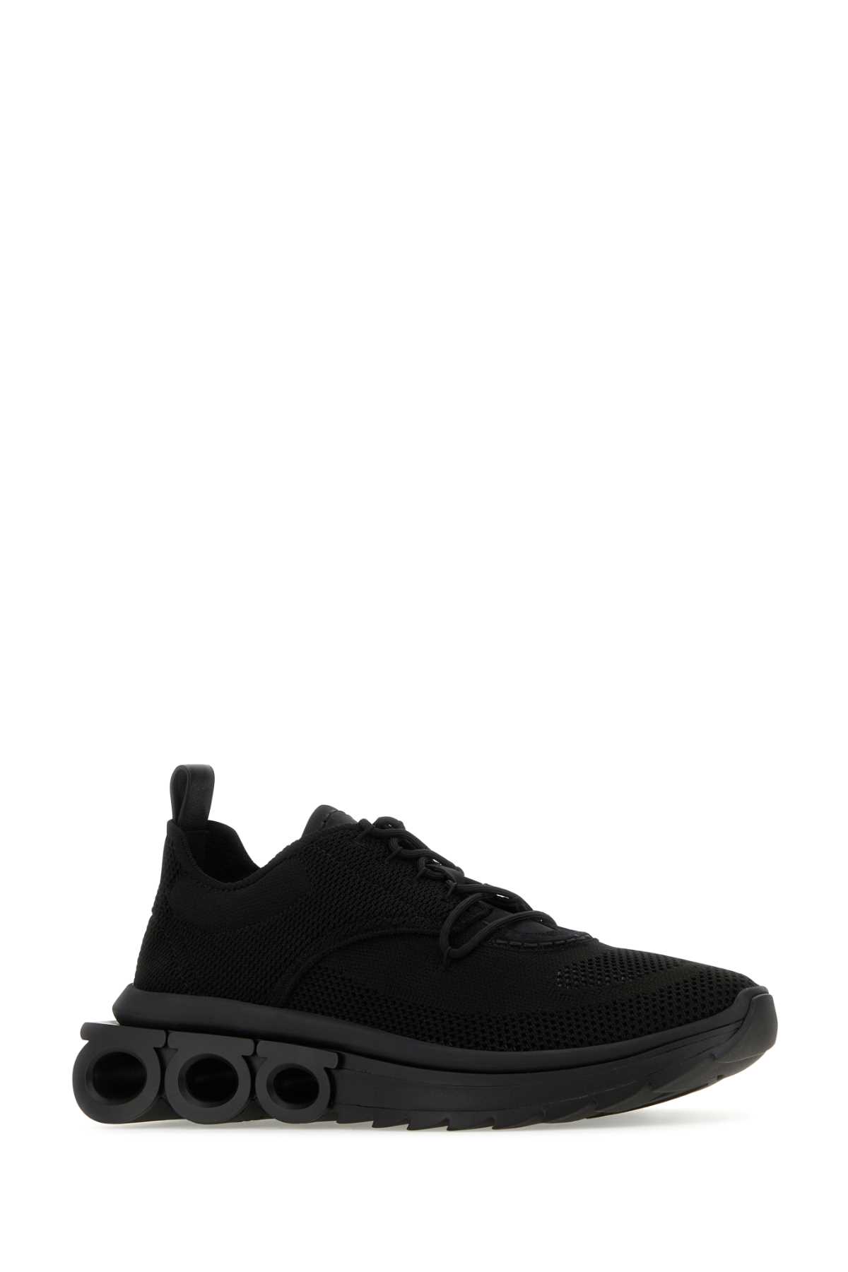 Ferragamo Black Tech Knit Nima Sneakers In Carbone