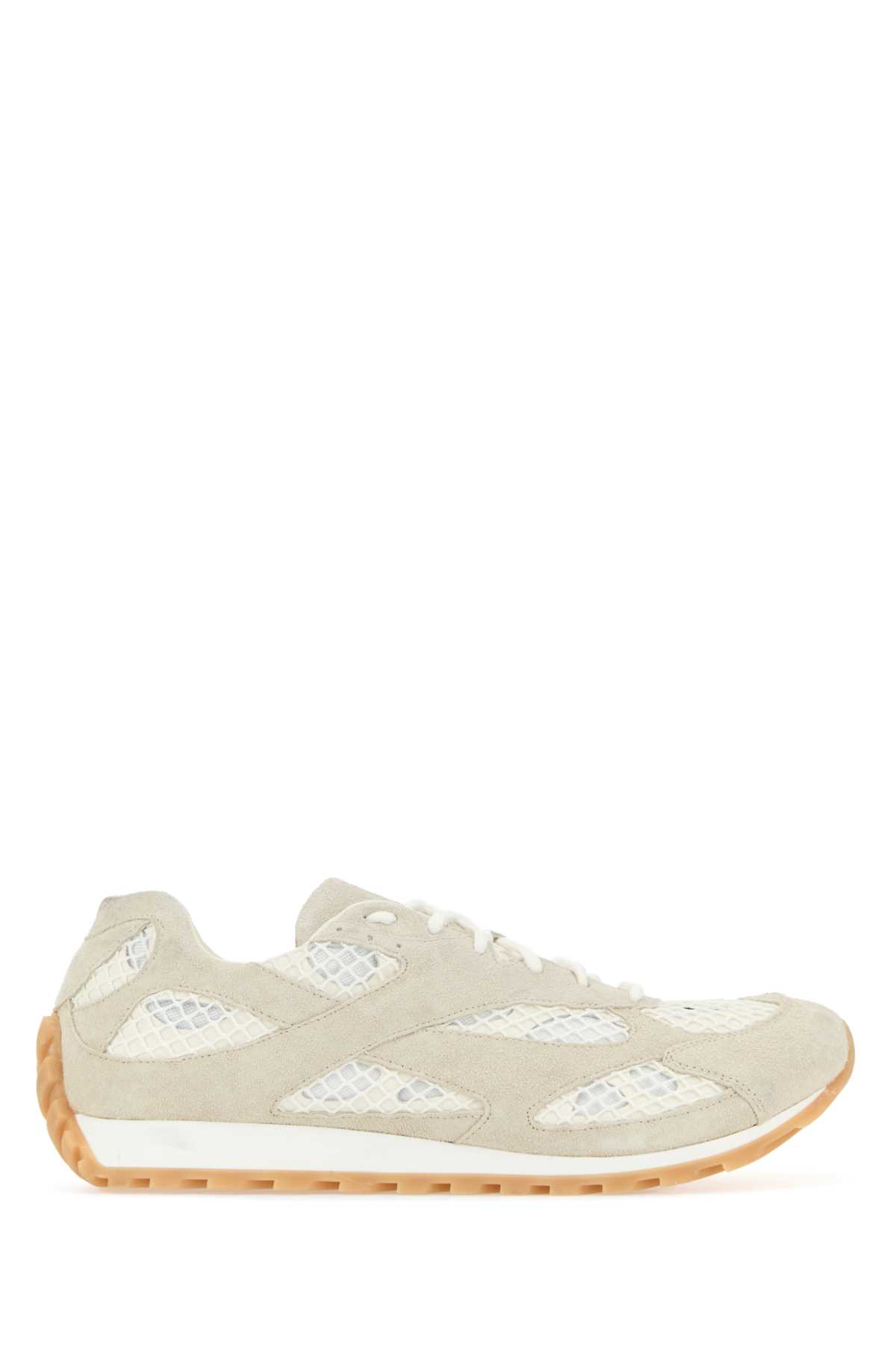 Shop Bottega Veneta Bicolor Mesh And Suede Orbit Sneakers In Seasalt