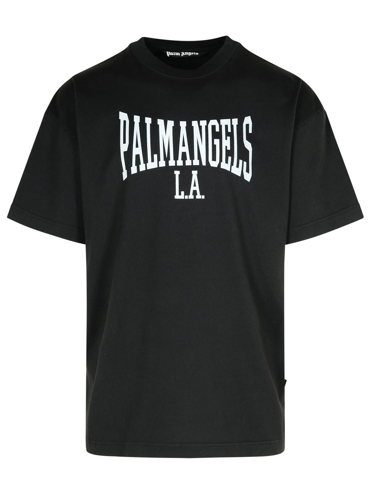 Shop Palm Angels College Black Cotton T-shirt In Black Off White