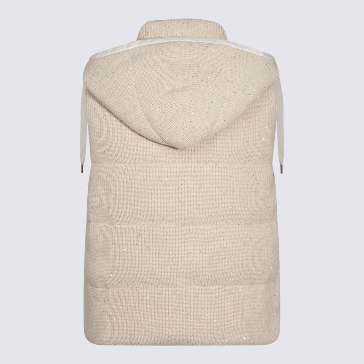 Brunello Cucinelli Cotton Blend Rib-knit Hooded Gilet In Burro