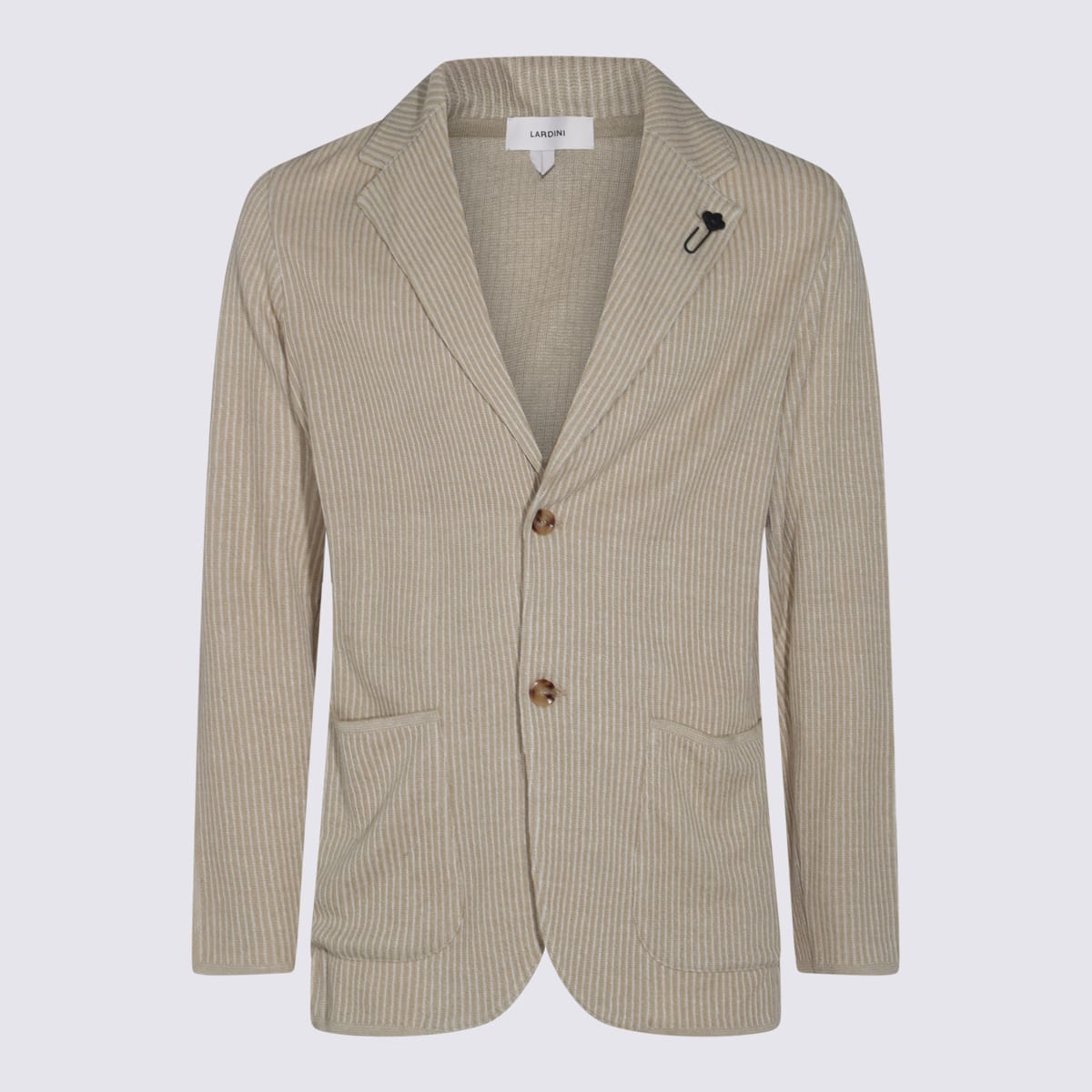 Lardini Patch Pocket Notch Lapel Ribbed Blazer