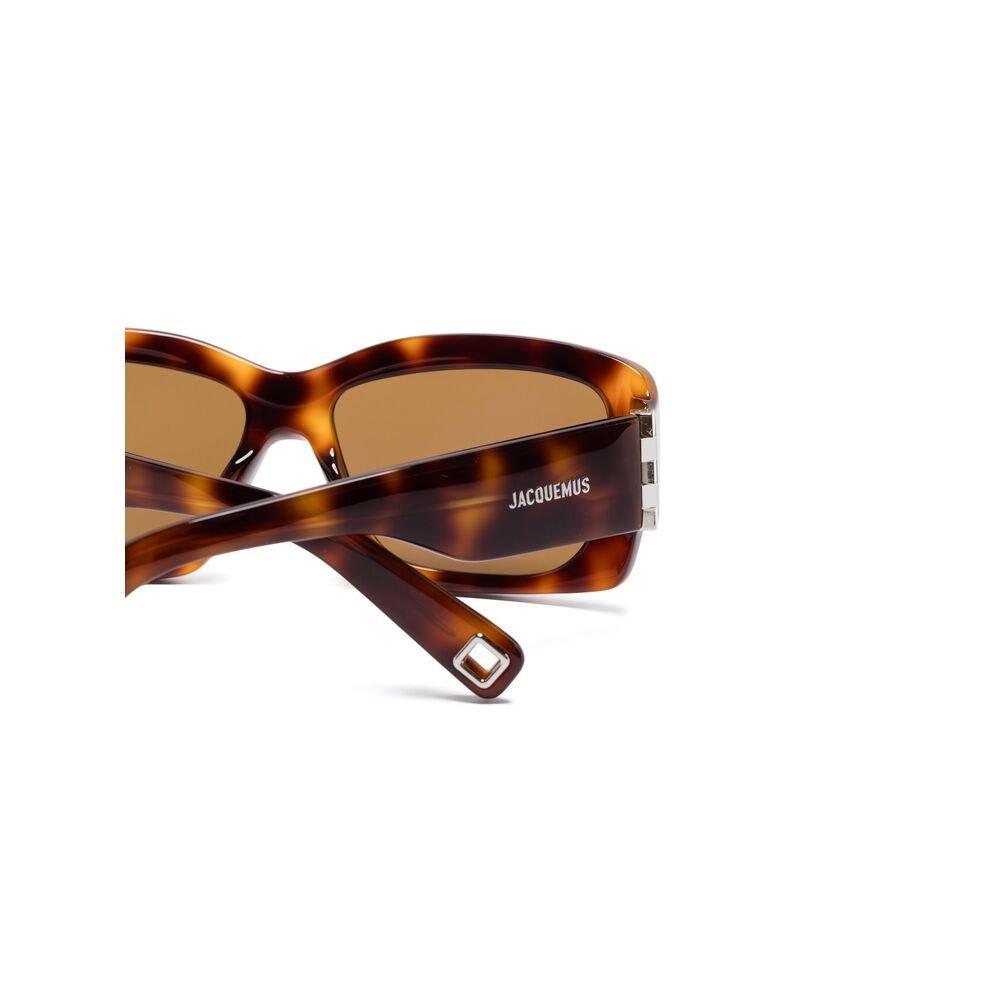 Shop Jacquemus Rectangle Frame Sunglasses In Brown