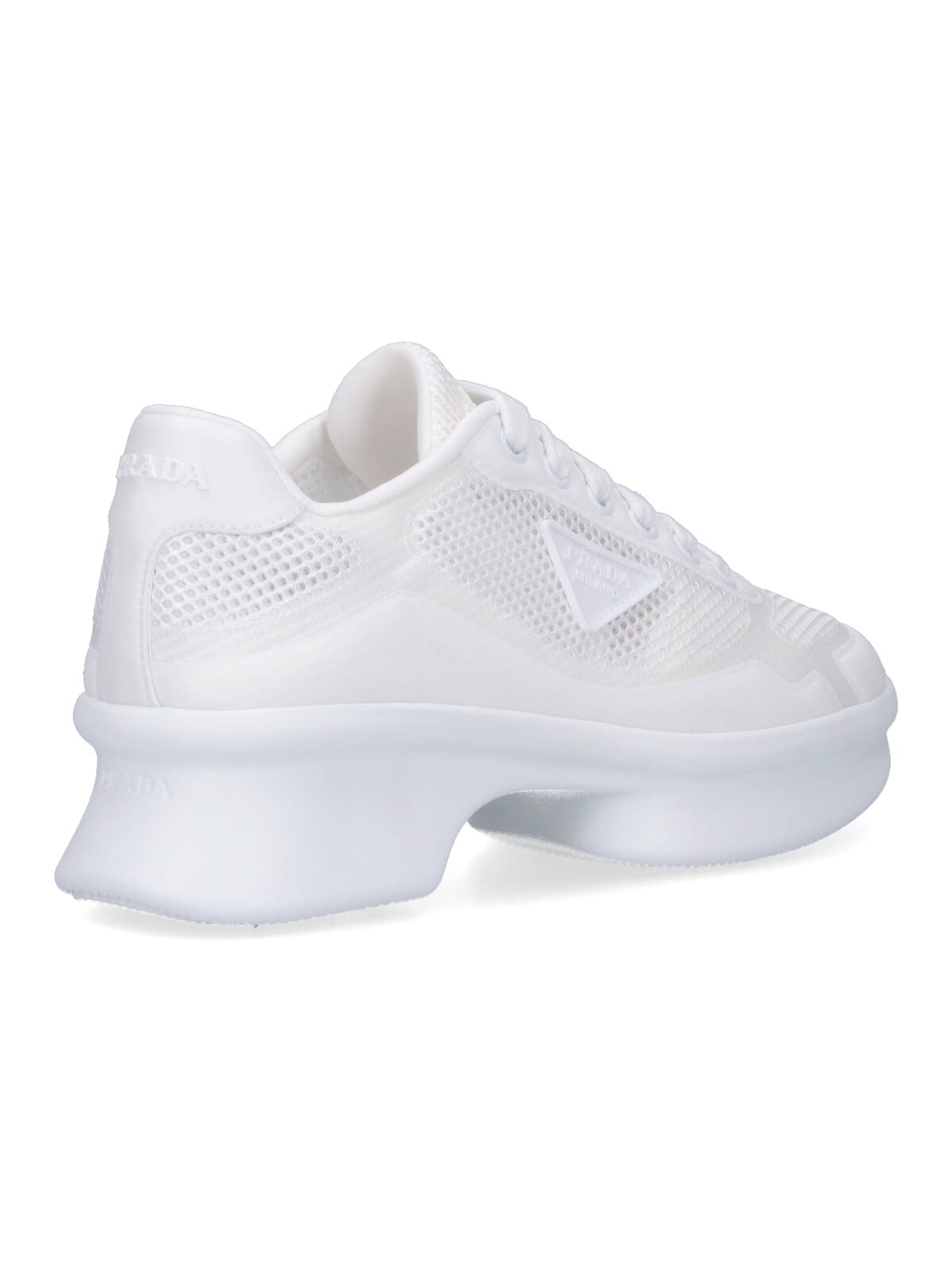 Prada Wavy Triangle Logo Low-top Sneakers In White