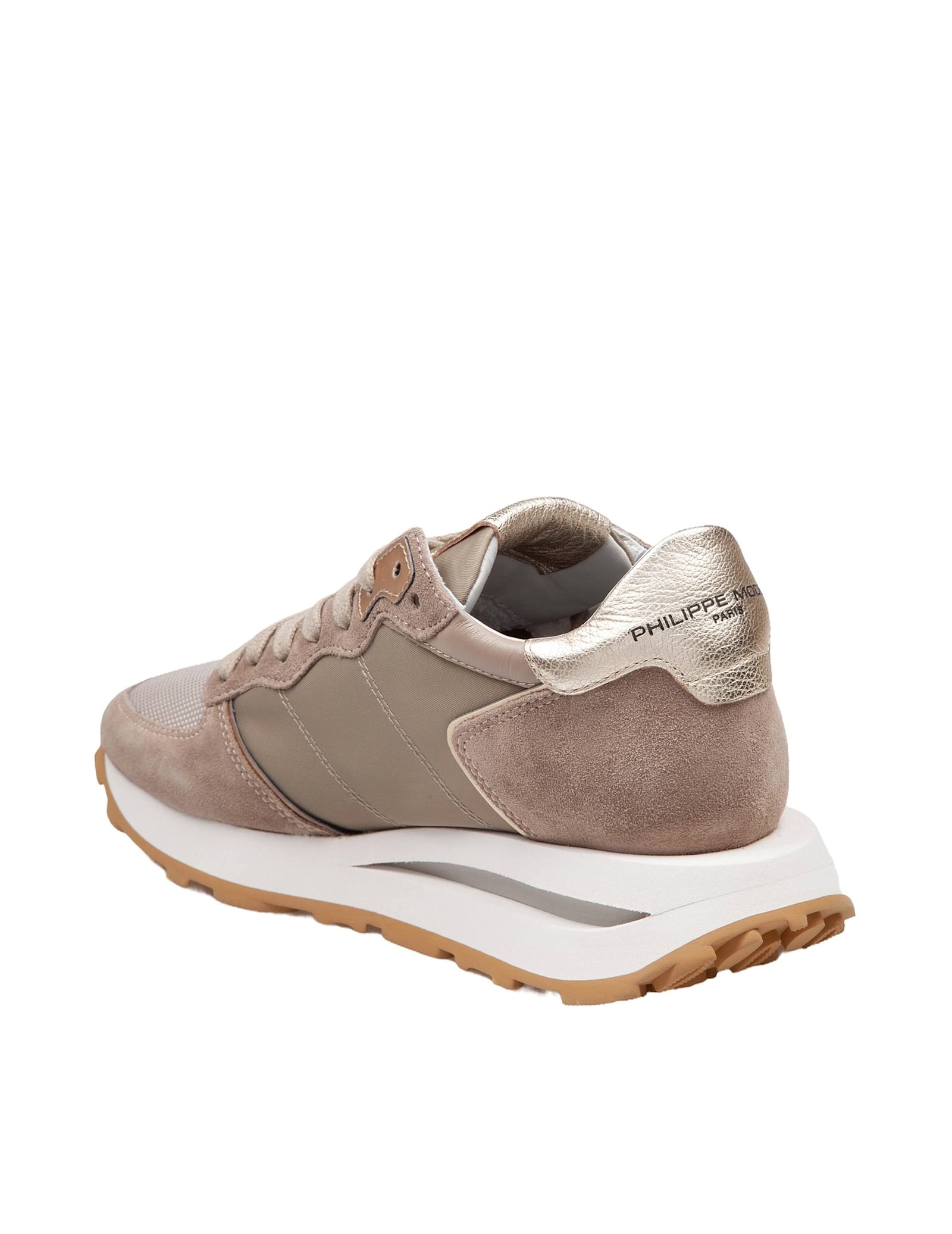 Shop Philippe Model Sneakers Tropez Haute Low In Technical Fabric And Suede In Beige