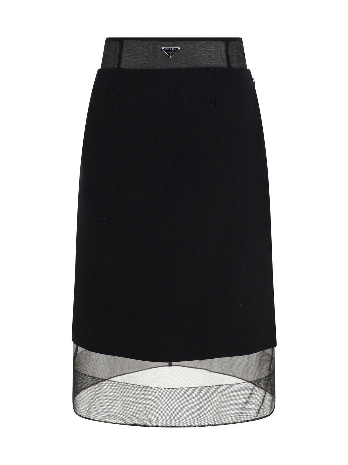 PRADA TRIANGLE-LGO MIDI SKIRT