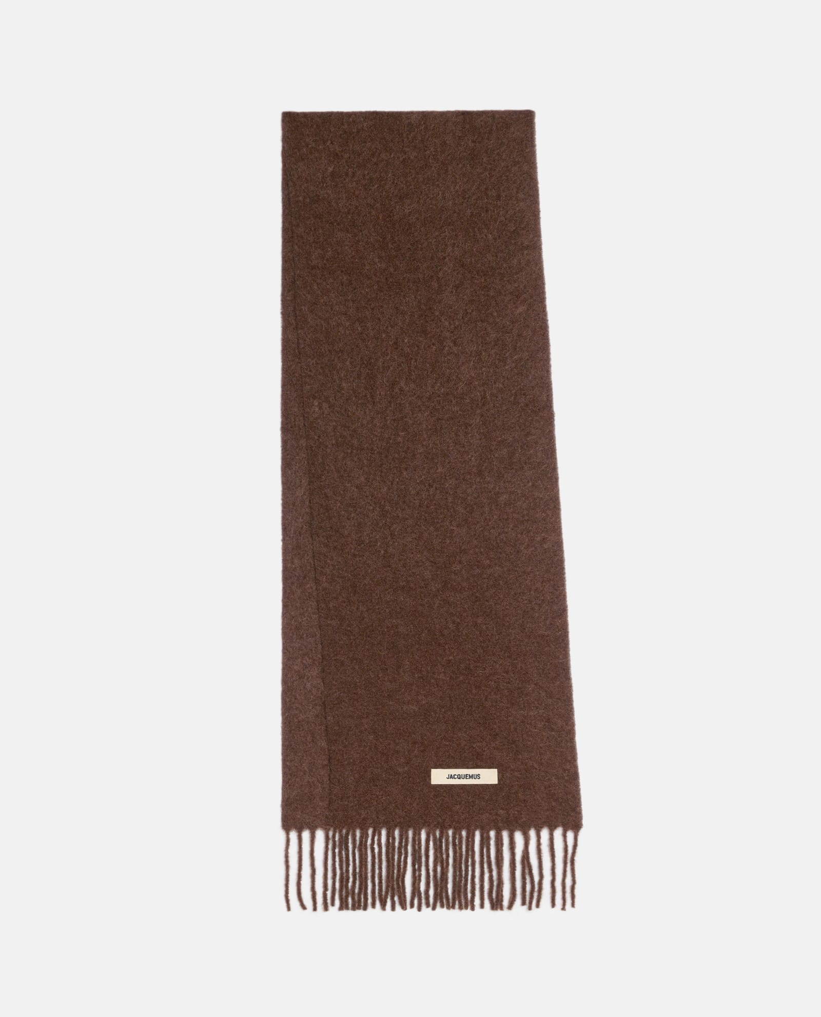 Shop Jacquemus Brown Wool Wagon Scarf