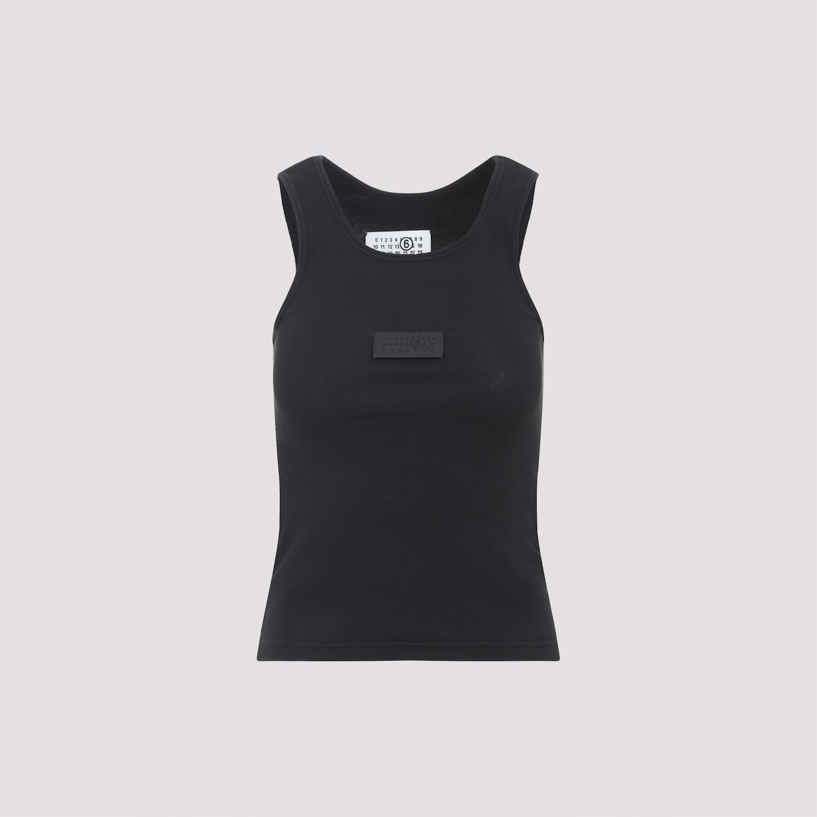 Mm6 Maison Margiela Numeric Logo Patch Stretch Cotton Tank In Blue