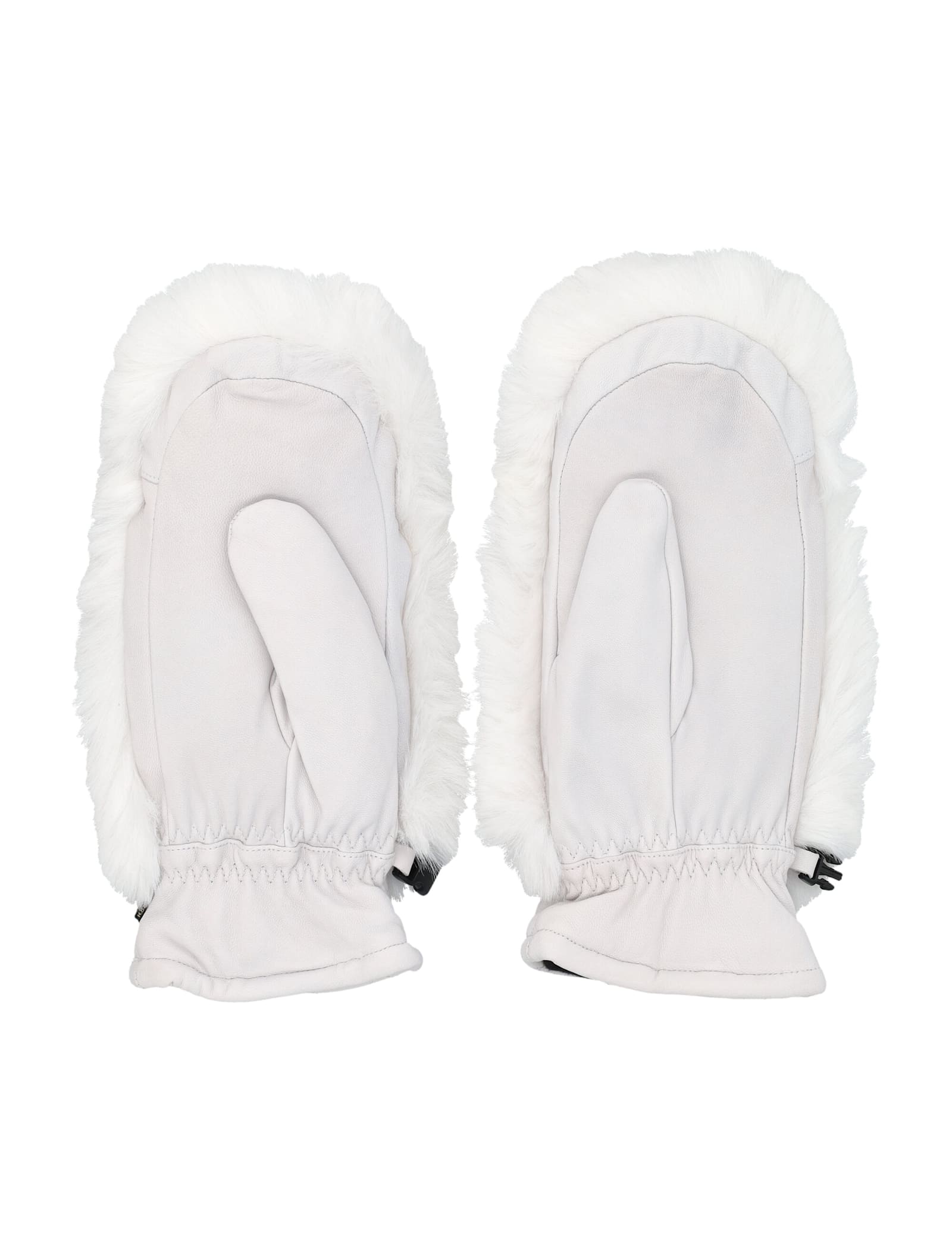 Goldbergh Hill Leather Mittens With Faux Fur Top In White