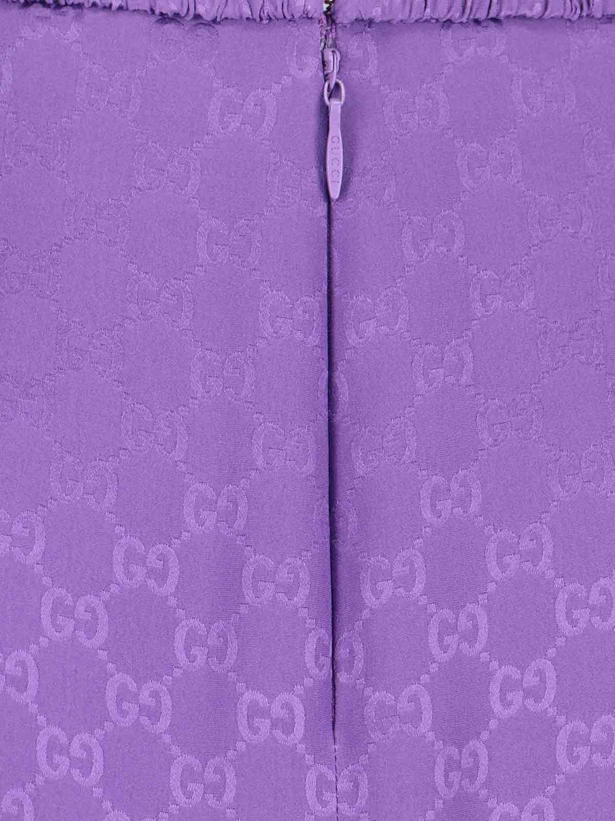 Gucci Silk Midi Skirt In Purple