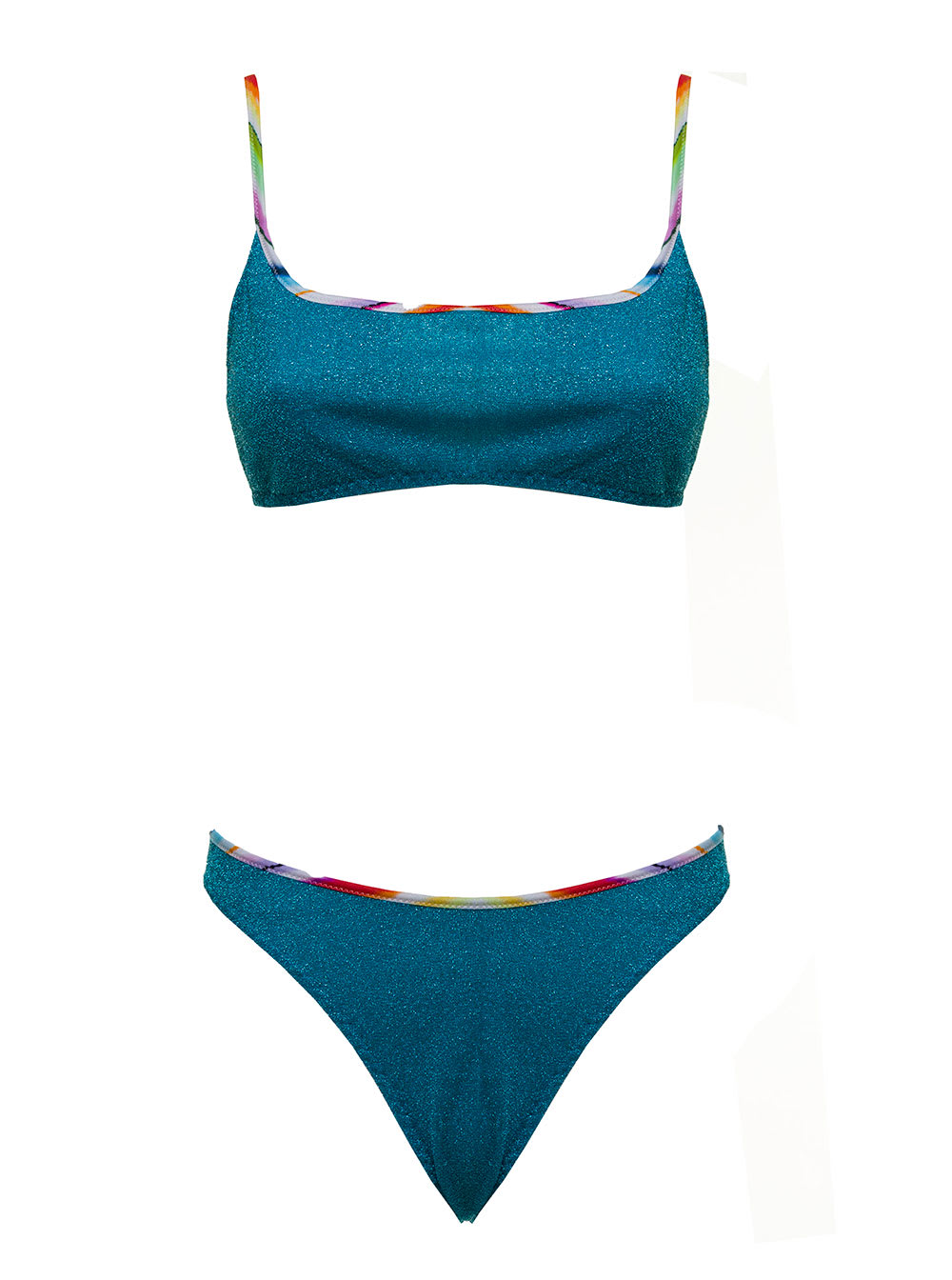 Missoni Blue Lurex Bikini With Multicolor Profiles