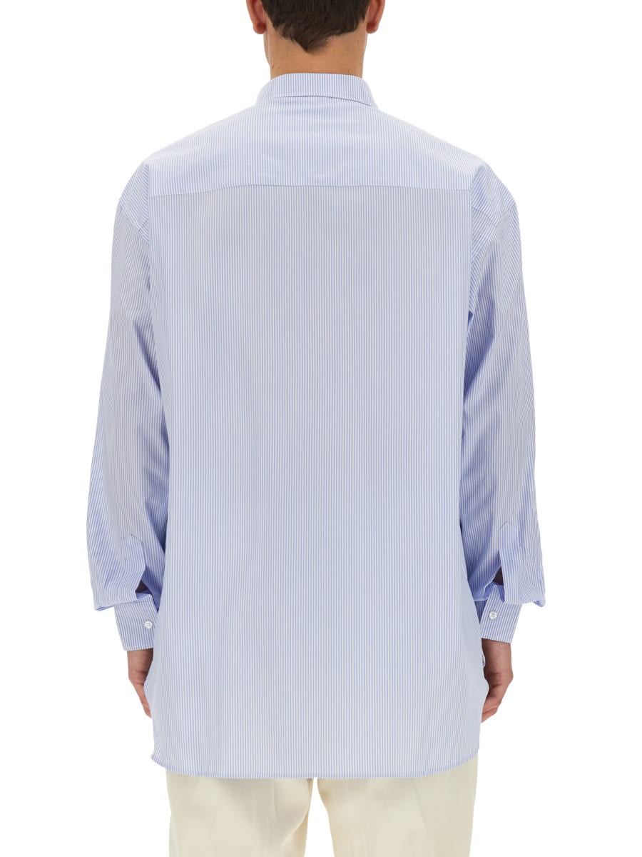 Family First Shirt With Logo In Azure