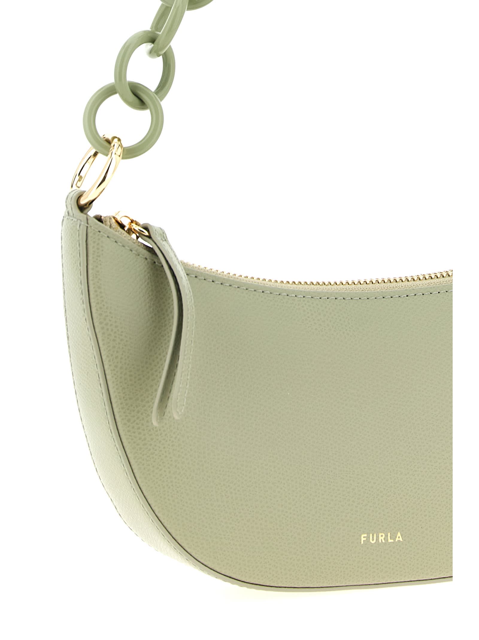 Furla Mini Half-moon Leather Shoulder Bag In Green