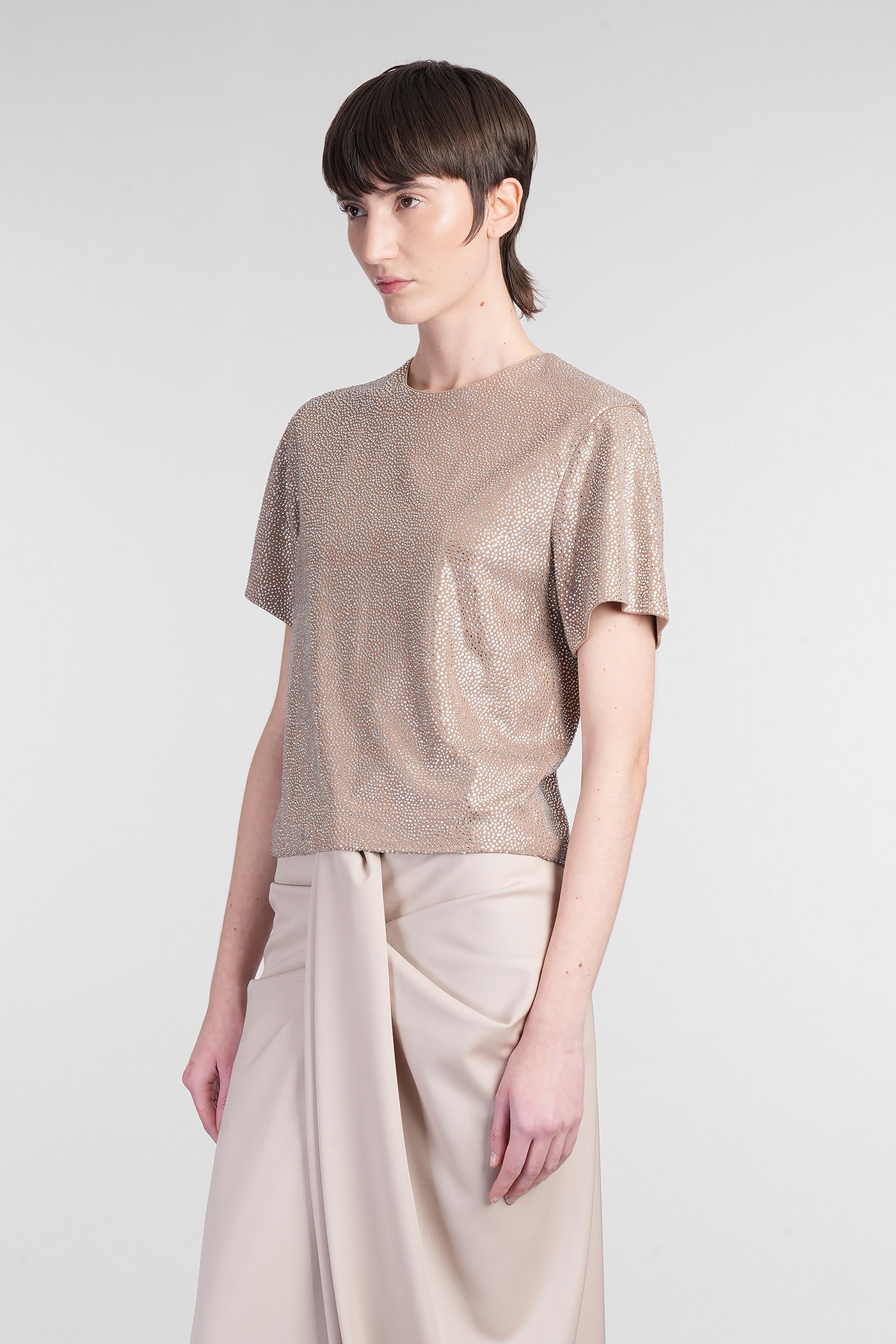 Giuseppe Di Morabito Crystal-embellished T-shirt In Beige