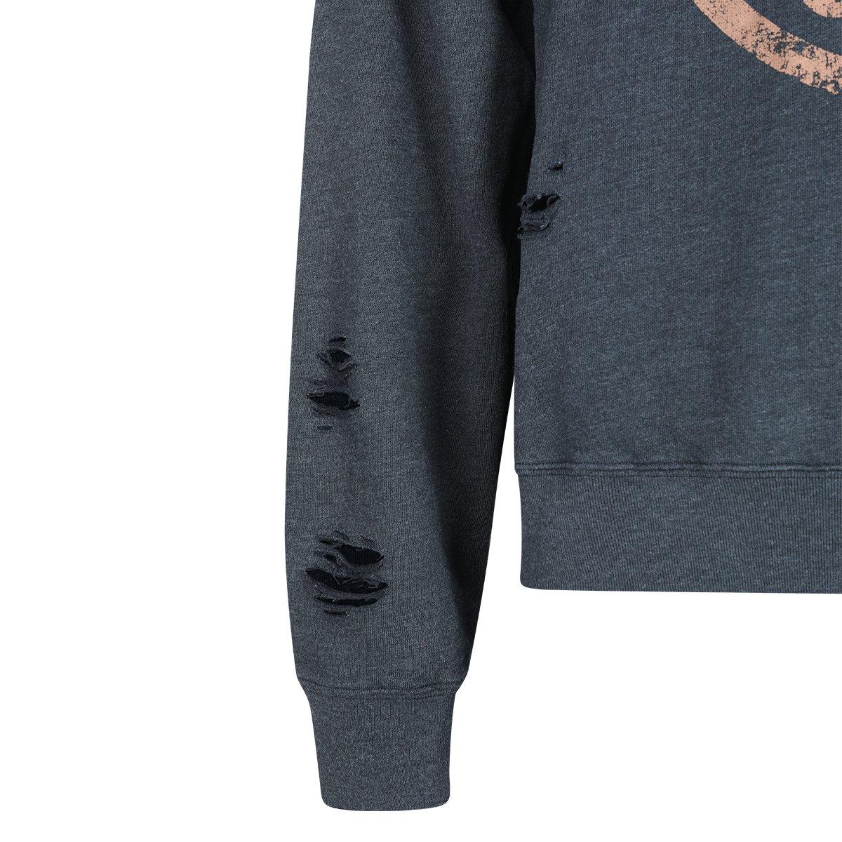 Acne Studios Distressed Logo Printed Sweatshirt In Black Wash
