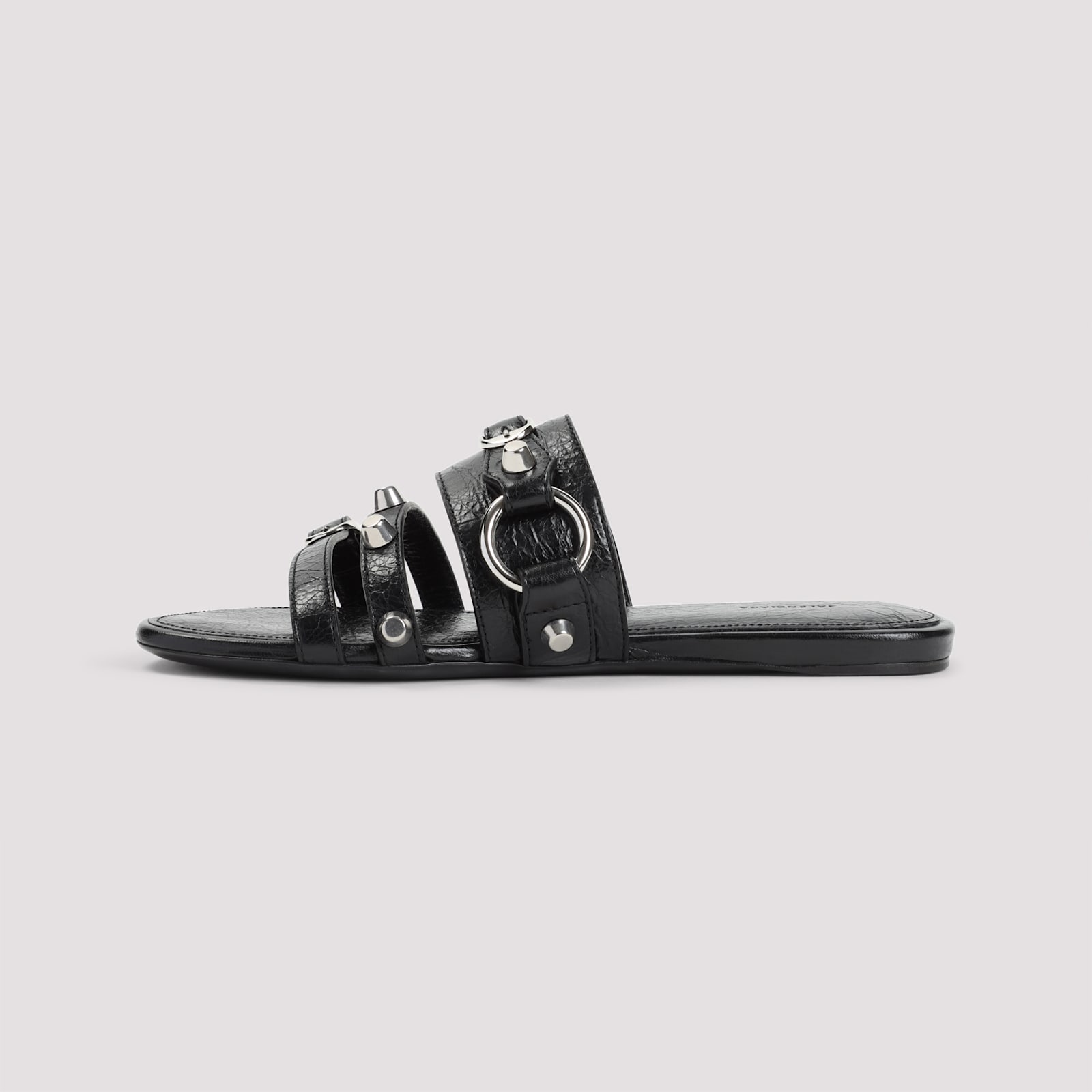 Balenciaga City Nappa Leather Flat Slides In Black