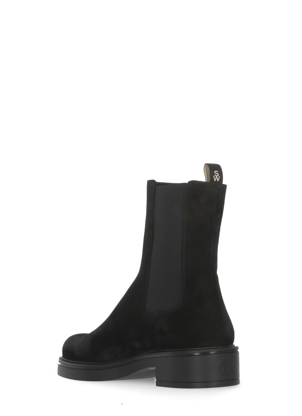 Stuart Weitzman Suede Ankle Boots Block Heel In Black