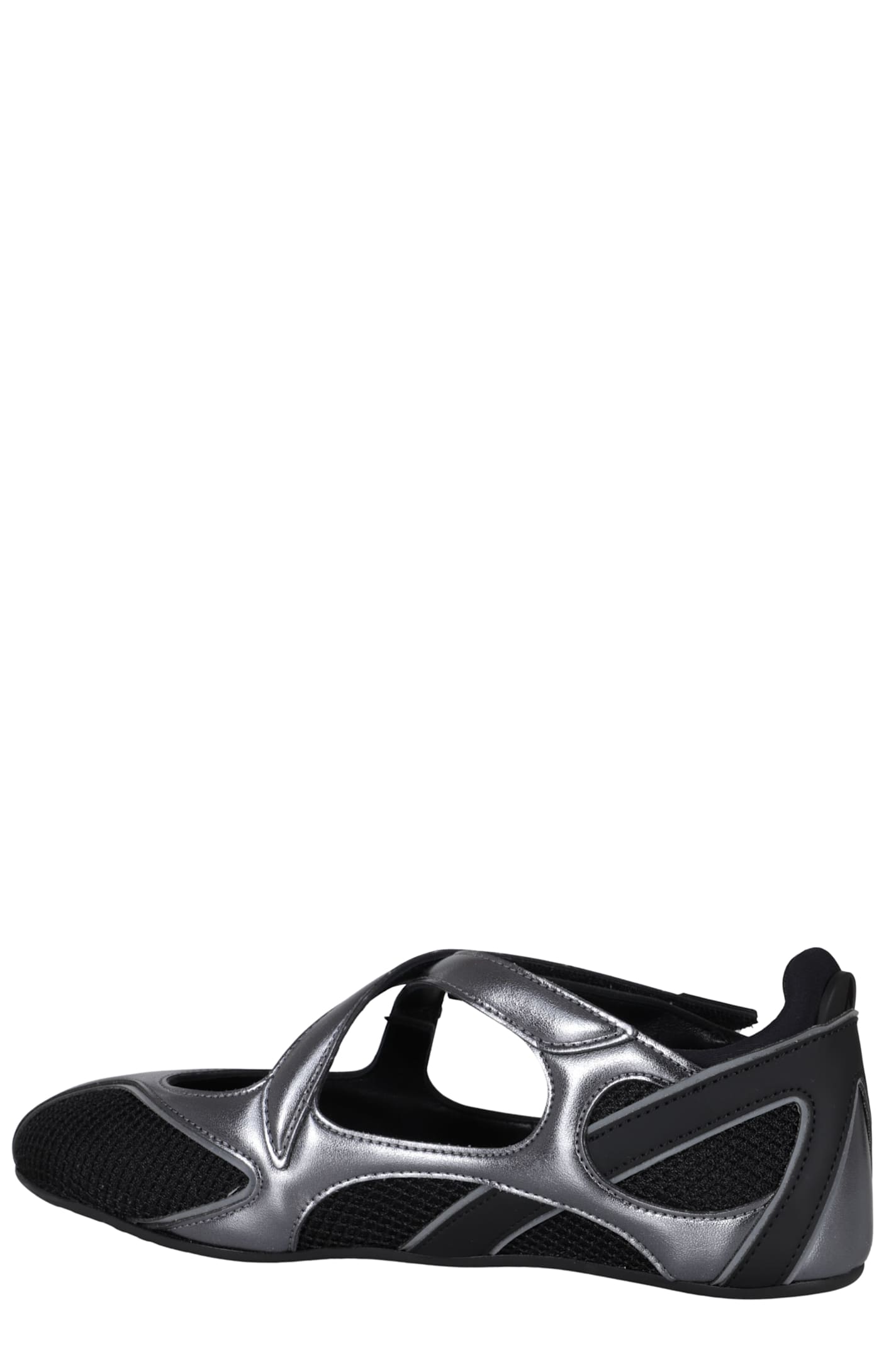 Attico Floor 01 Mesh And Leather Ballerinas Flat In Black