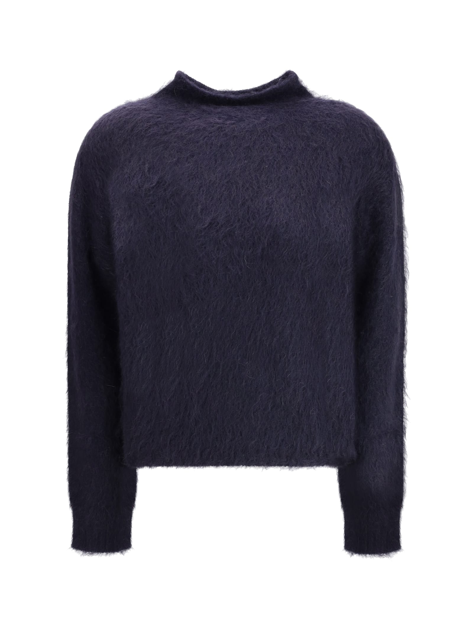 Max Mara Turtleneck Sweater In Brushed Mohair-blend Yarn In Purple