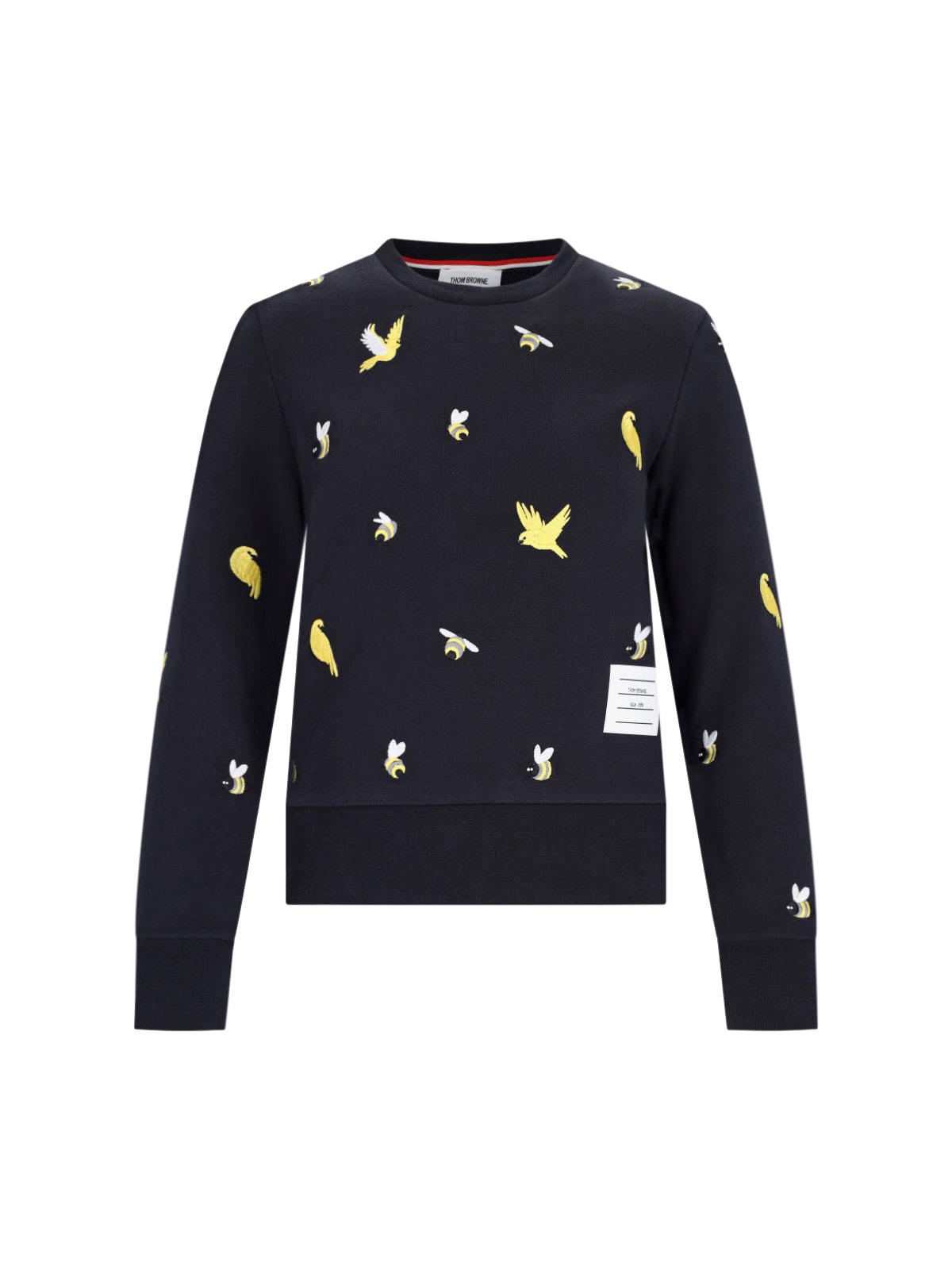 Shop Thom Browne Birds And Bees Crew Neck Sweatshirt In Blue