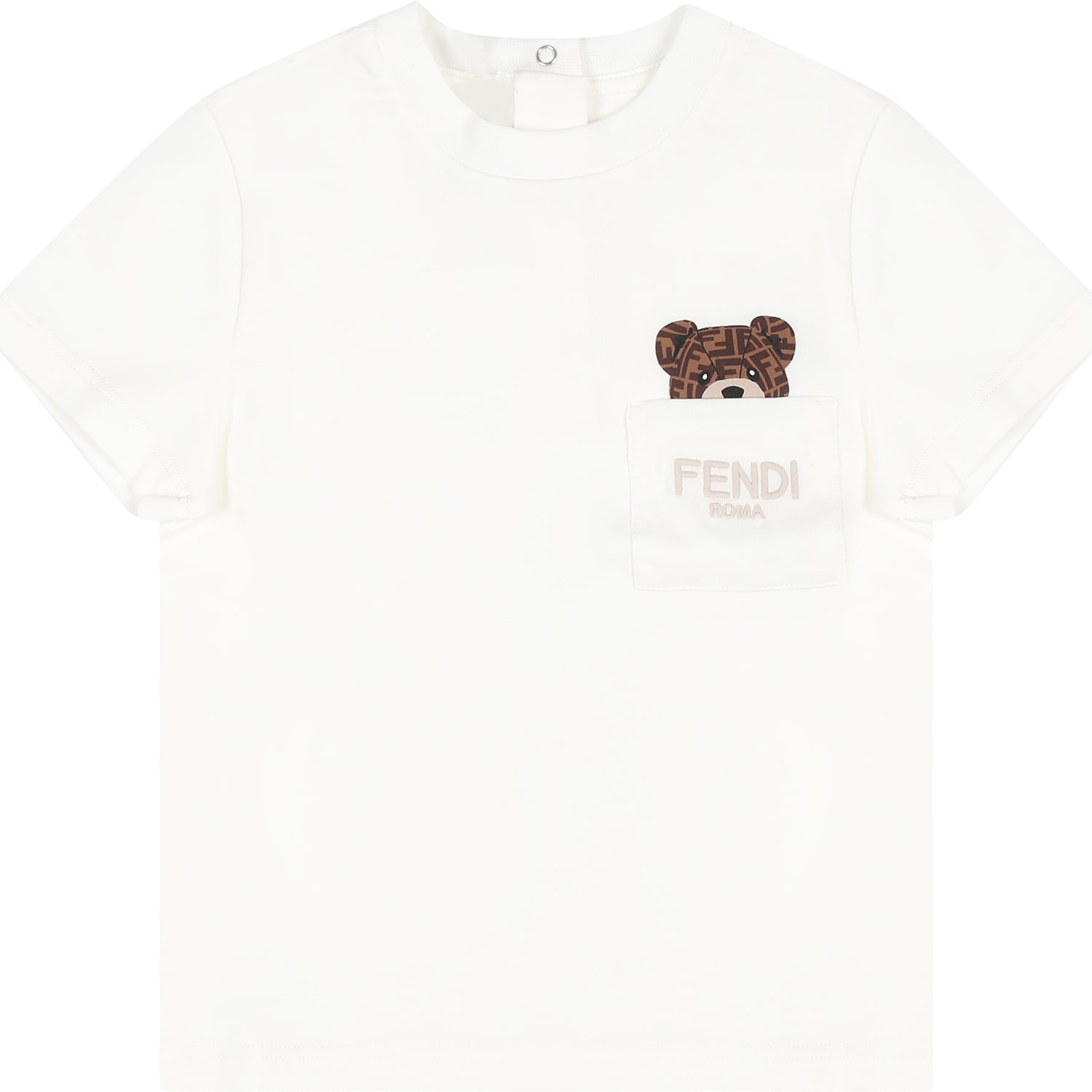 Shop Fendi White T-shirt For Babykids With  Bear