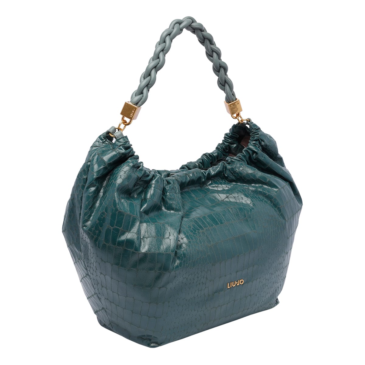 Shop Liu •jo Large Logo Hobo Bag In Green