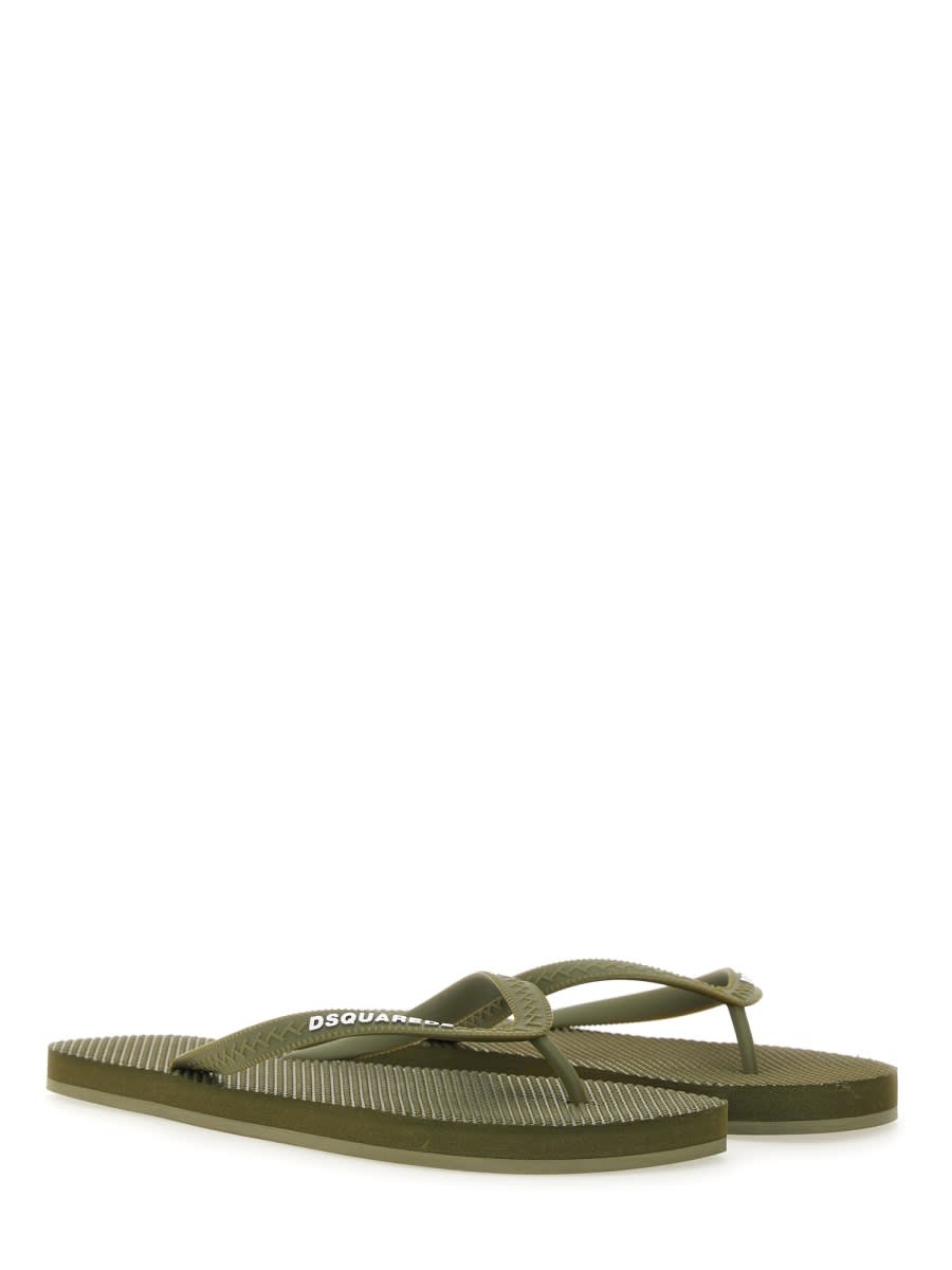 Shop Dsquared2 Rubber Thong Sandal In Green