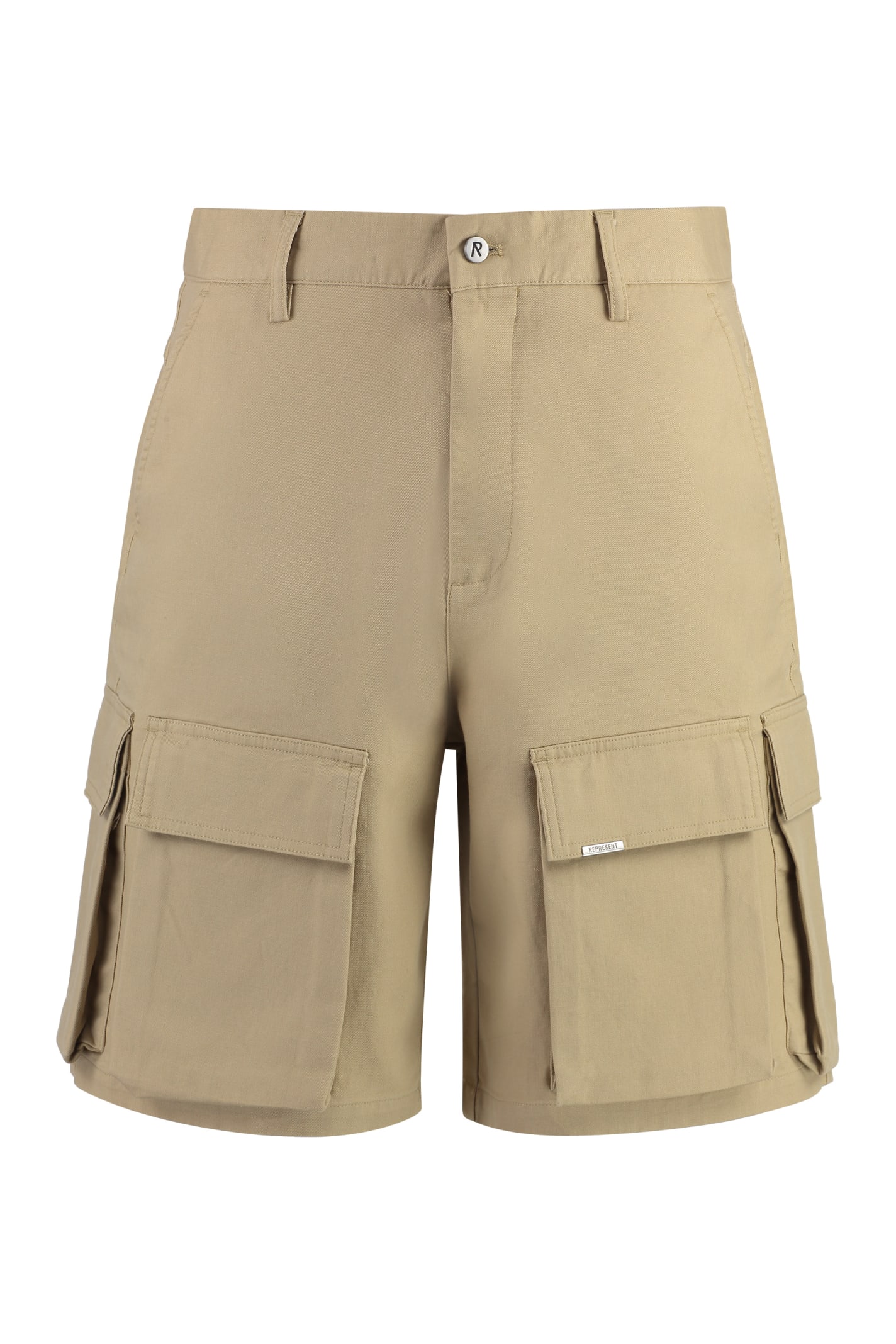 Shop Represent Cotton Cargo Bermuda Shorts In Sandstone