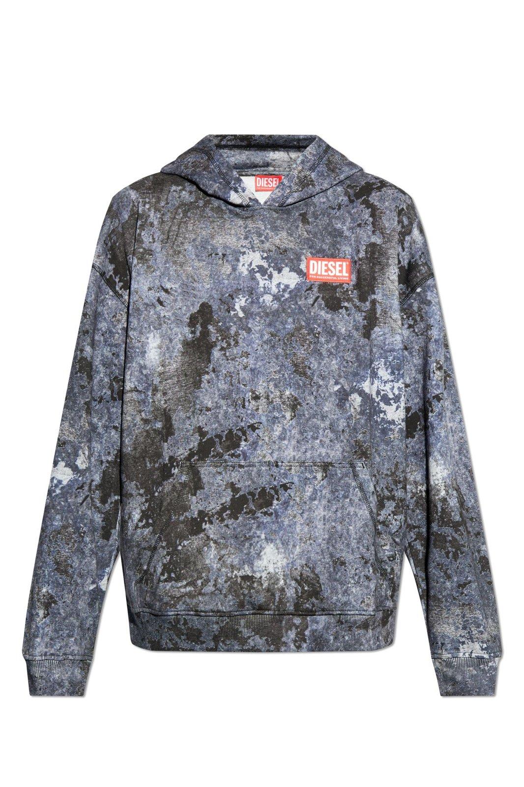 S-boxt-hood-r8 Marble-effect Burnout Hoodie