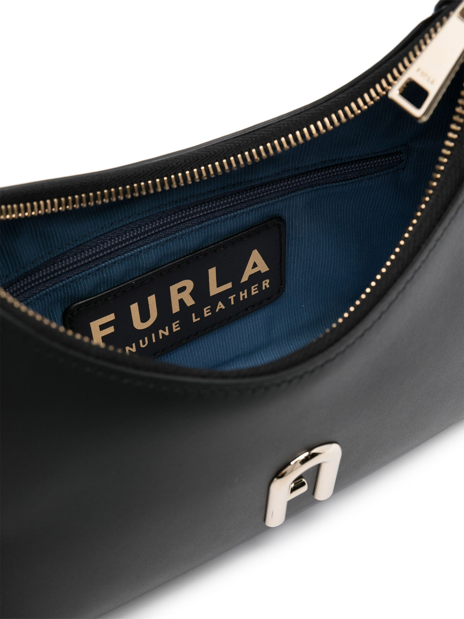 Shop Furla Diamante Mini Black Leather Shoulder Bag In Nero