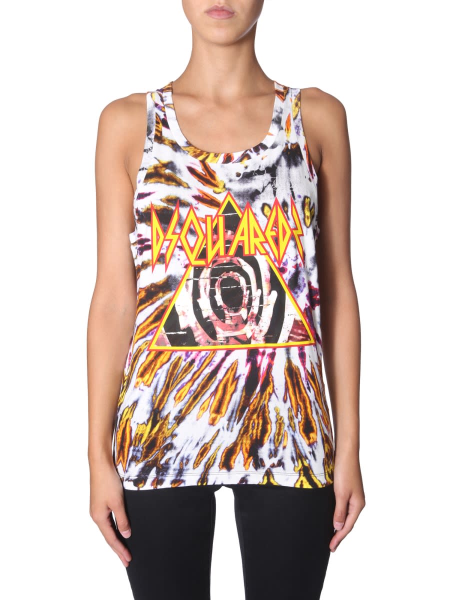 Shop Dsquared2 Tie And Dye Print Top In Multicolour