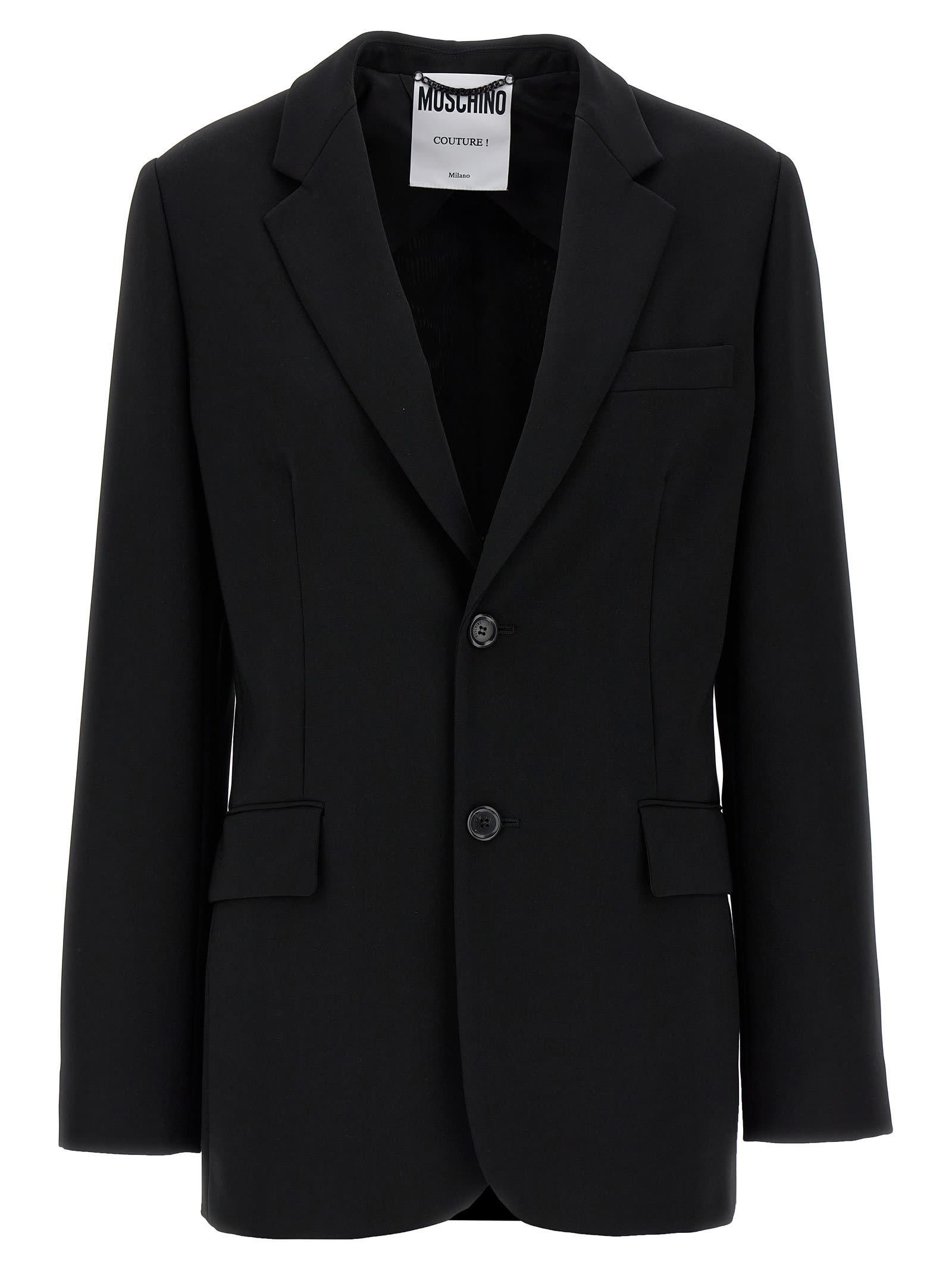 Shop Moschino Single-breasted Martingale Blazer In Black