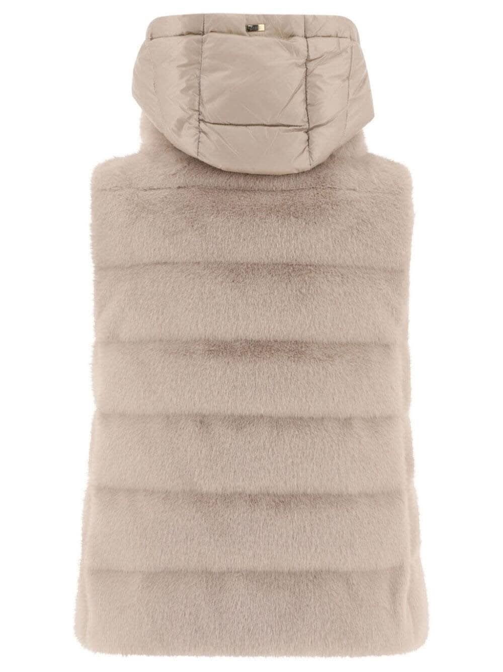 Shop Herno Piumino Smanic. In Faux Fur In Crema