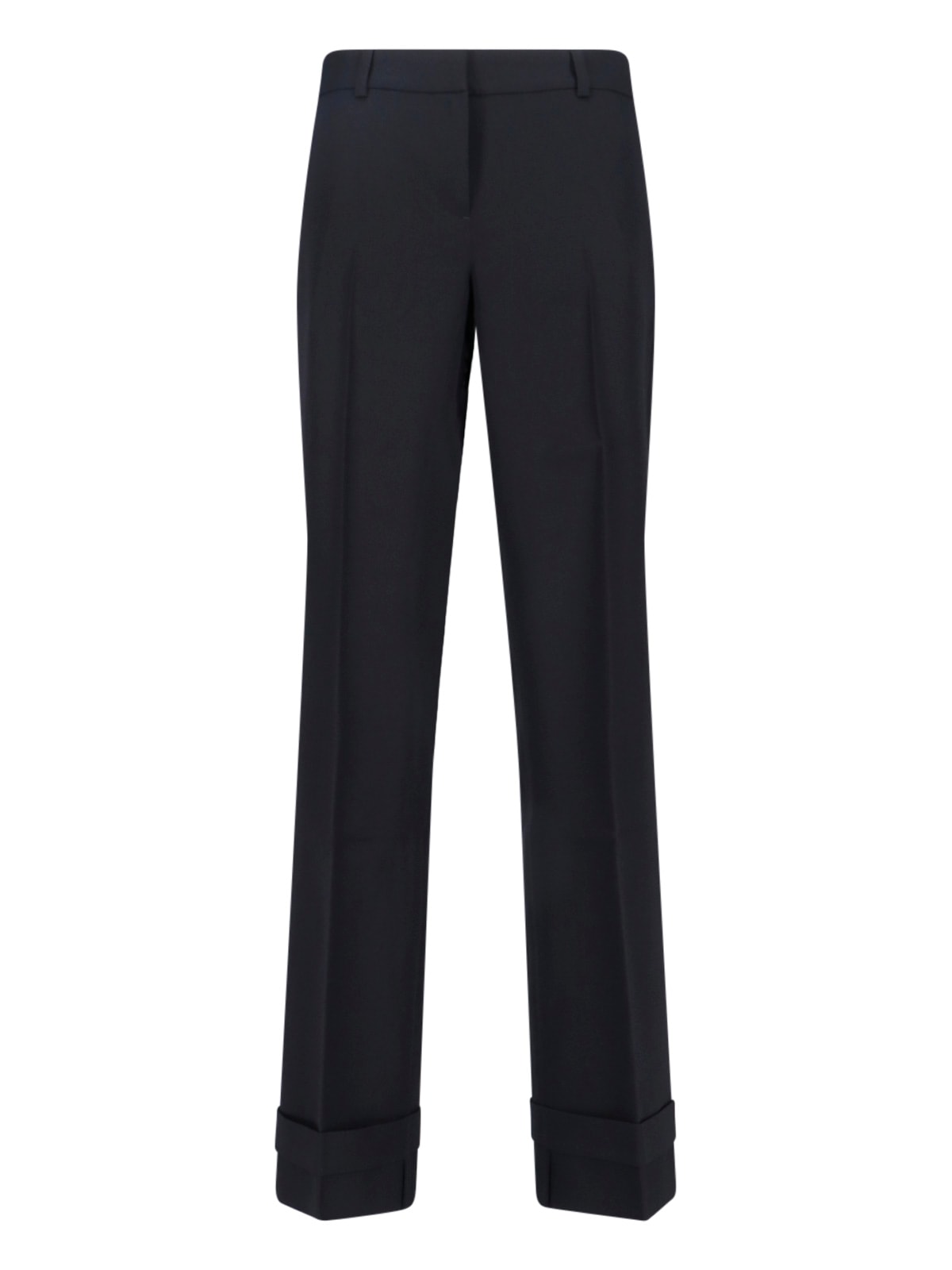 Our Legacy Straight Leg Trousers With Belt Loops And Cuffed Hem In Black