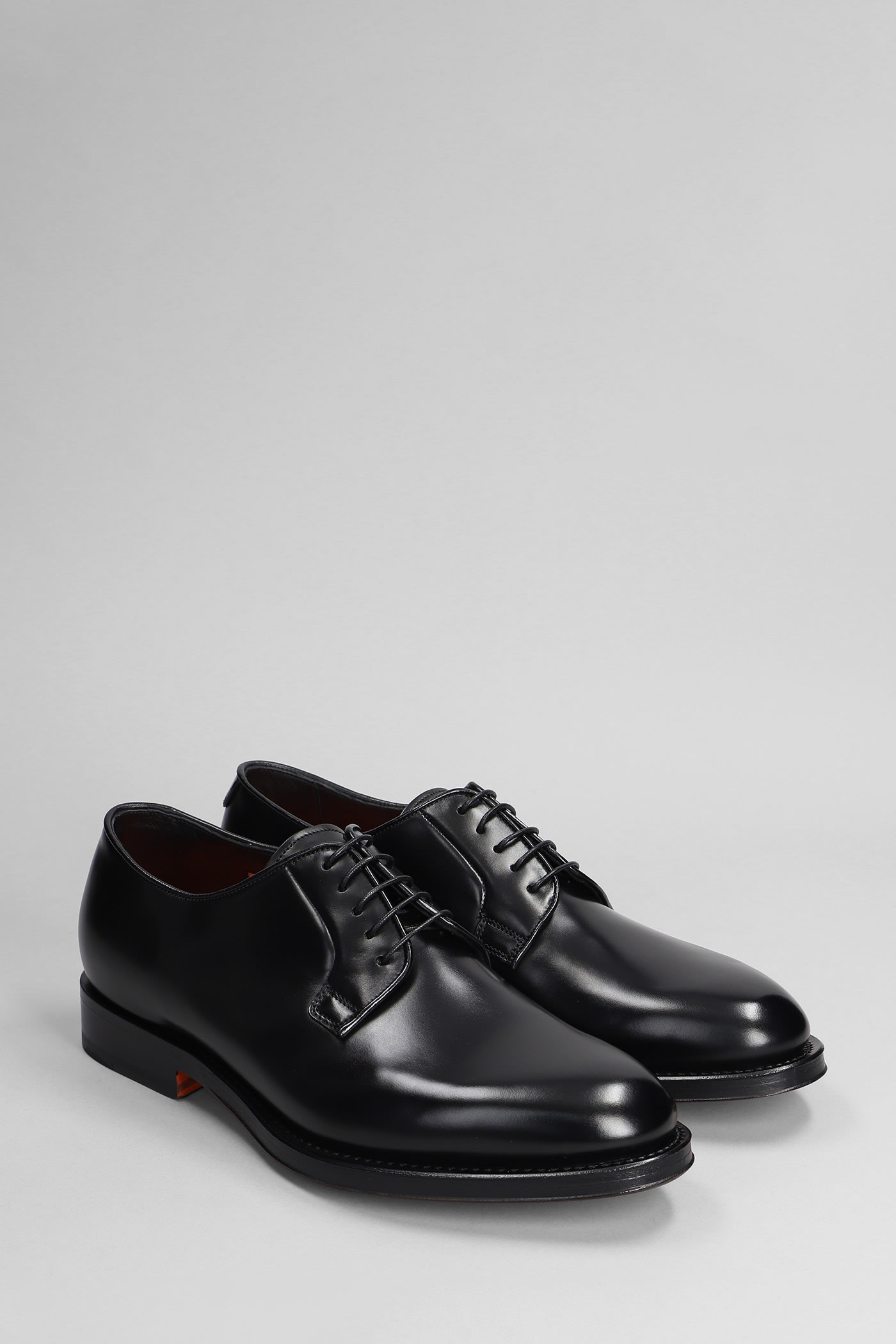 Santoni Man Lace-up Shoes Black Size 9 Leather In Black