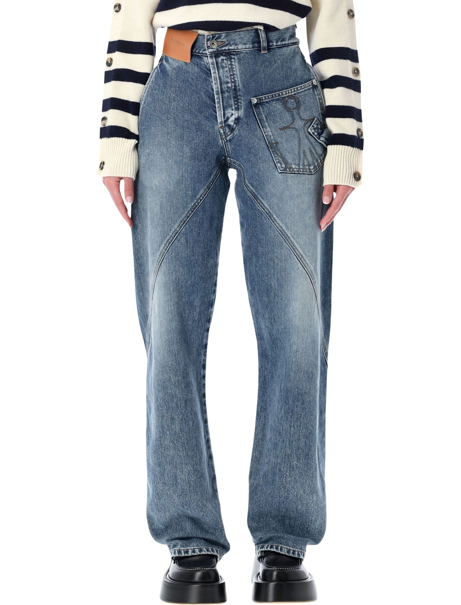 Jw Anderson Twisted Workwear Jeans In Blue
