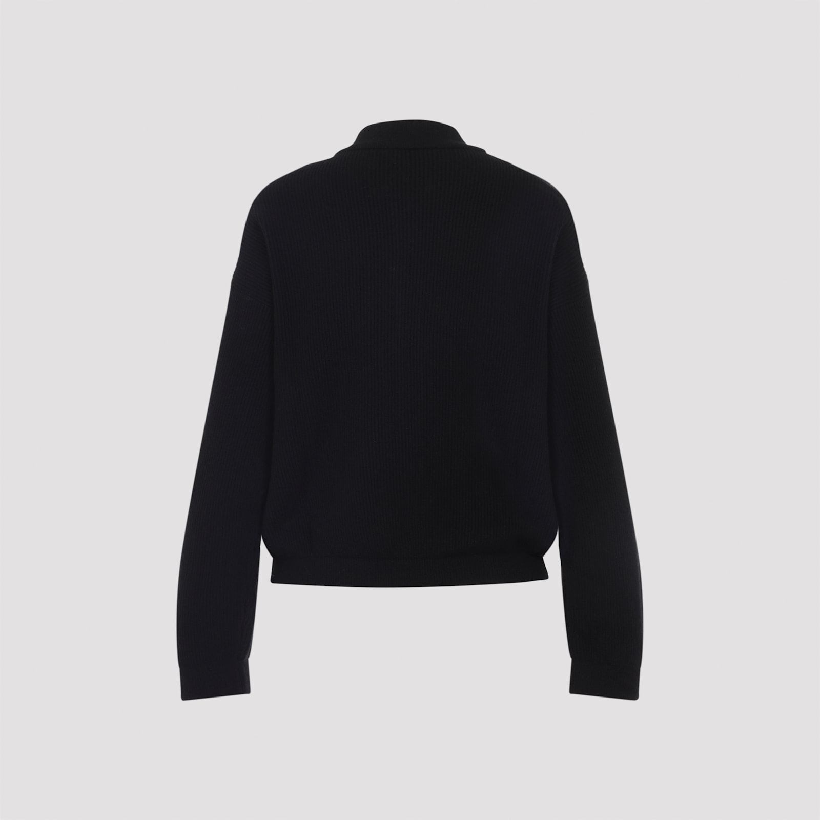 Fabiana Filippi Long Sleeve Bomber Jacket With Ribbed Cuffs In Black