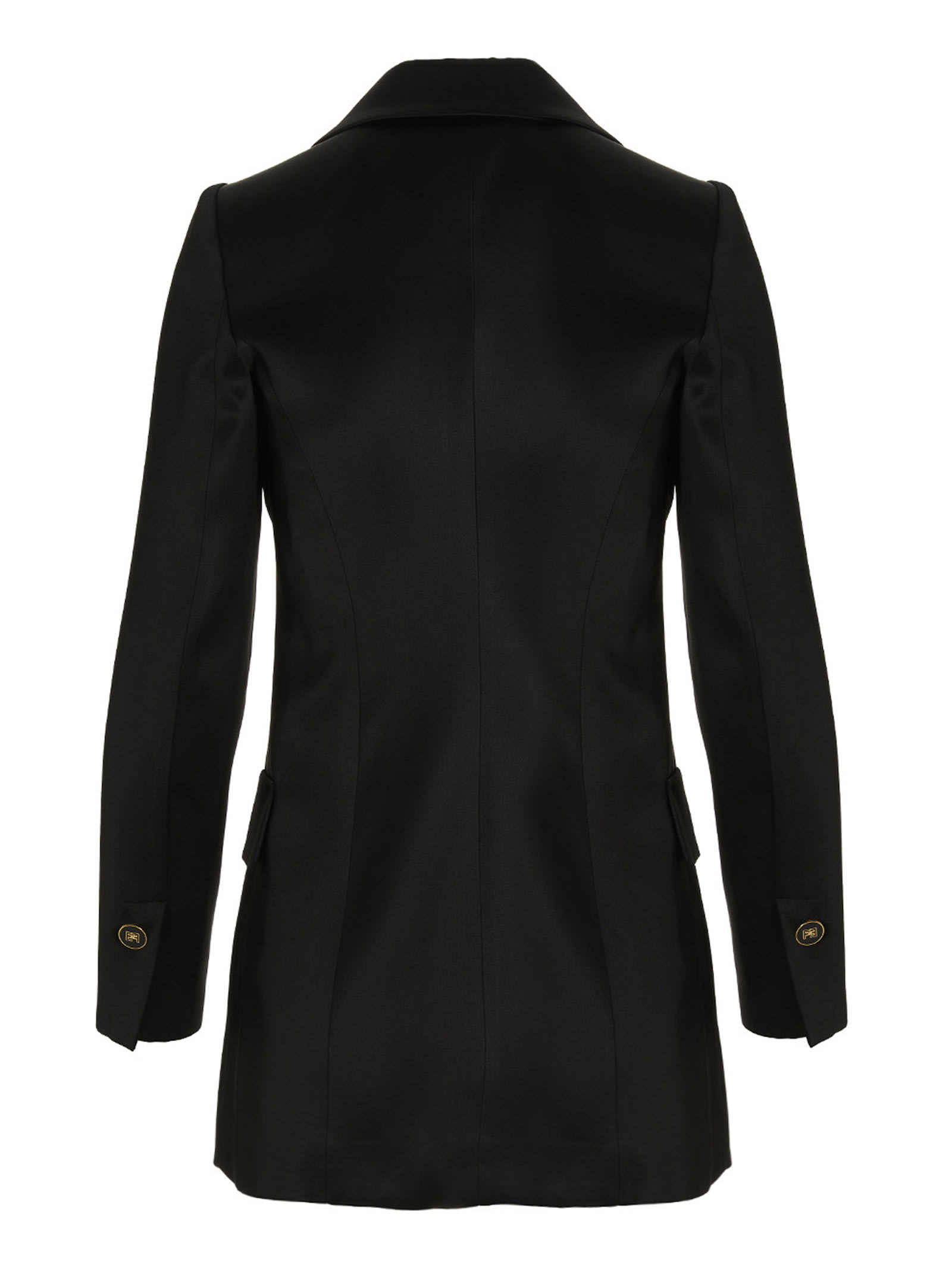 Elisabetta Franchi Logo Button Satin Blazer Jacket