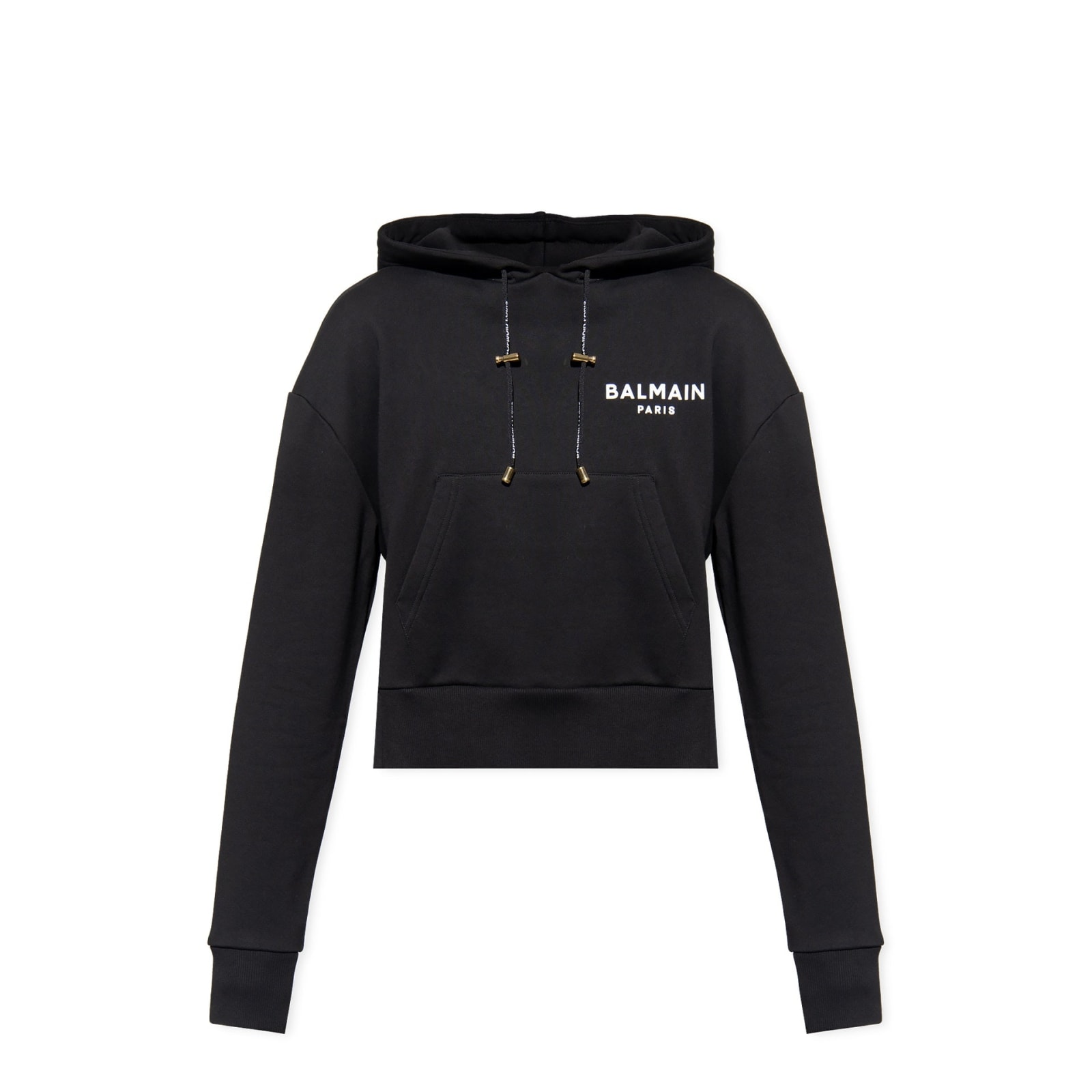 Shop Balmain Cropped Sweatshirt In Black