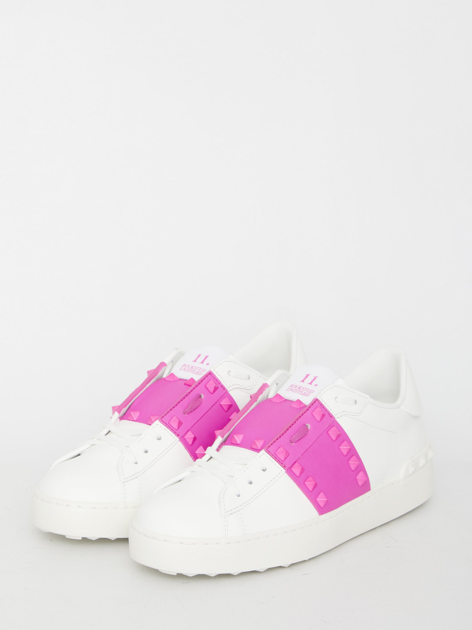 Shop Valentino Rockstud Untitled Sneakers In White