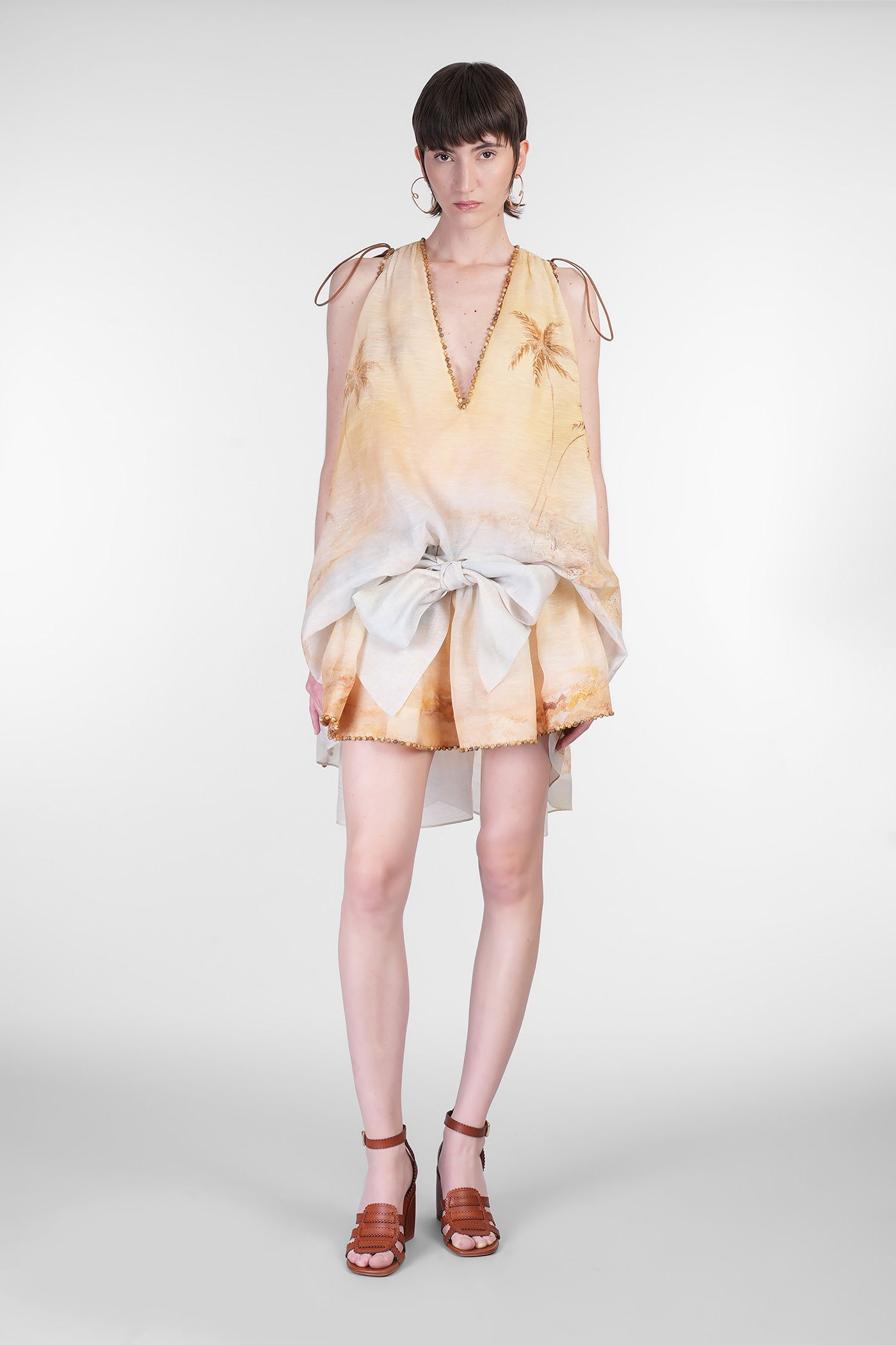 Zimmermann Balance Printed Linen-blend Mini Dress In Multi