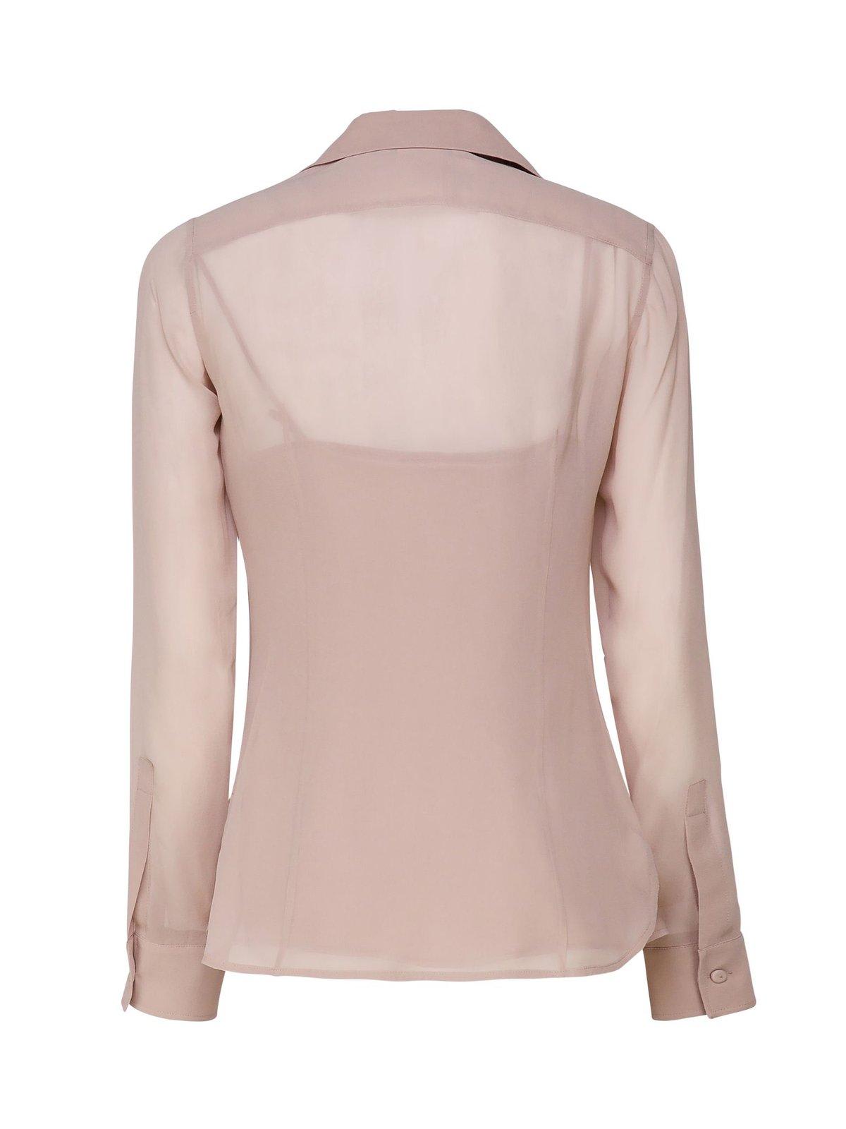 Shop Max Mara Curved Hem Long-sleeved Shirt In .