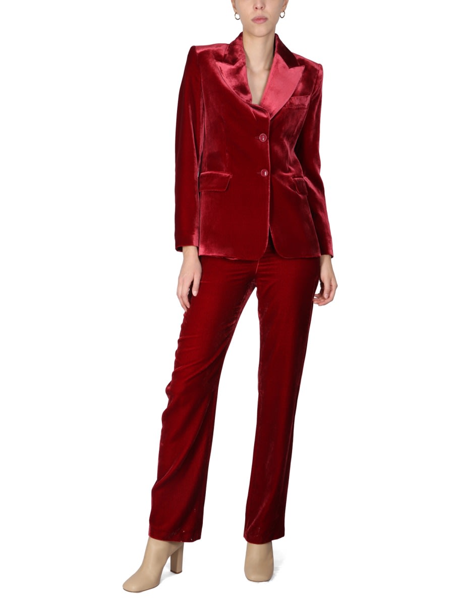 Shop Boutique Moschino Panné Velvet Pants In Red