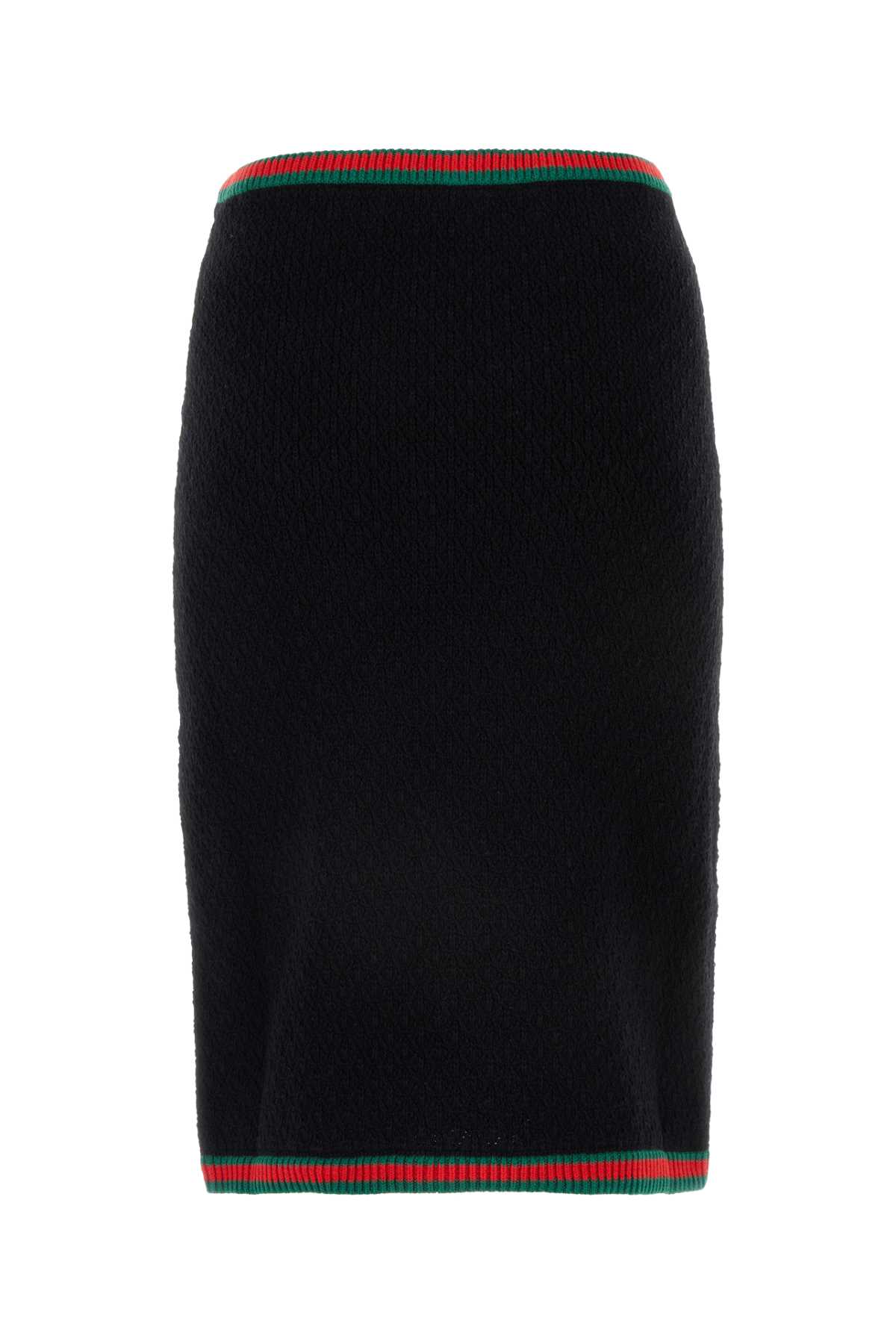 Shop Gucci Black Stretch Cotton Blend Skirt In Blackmc