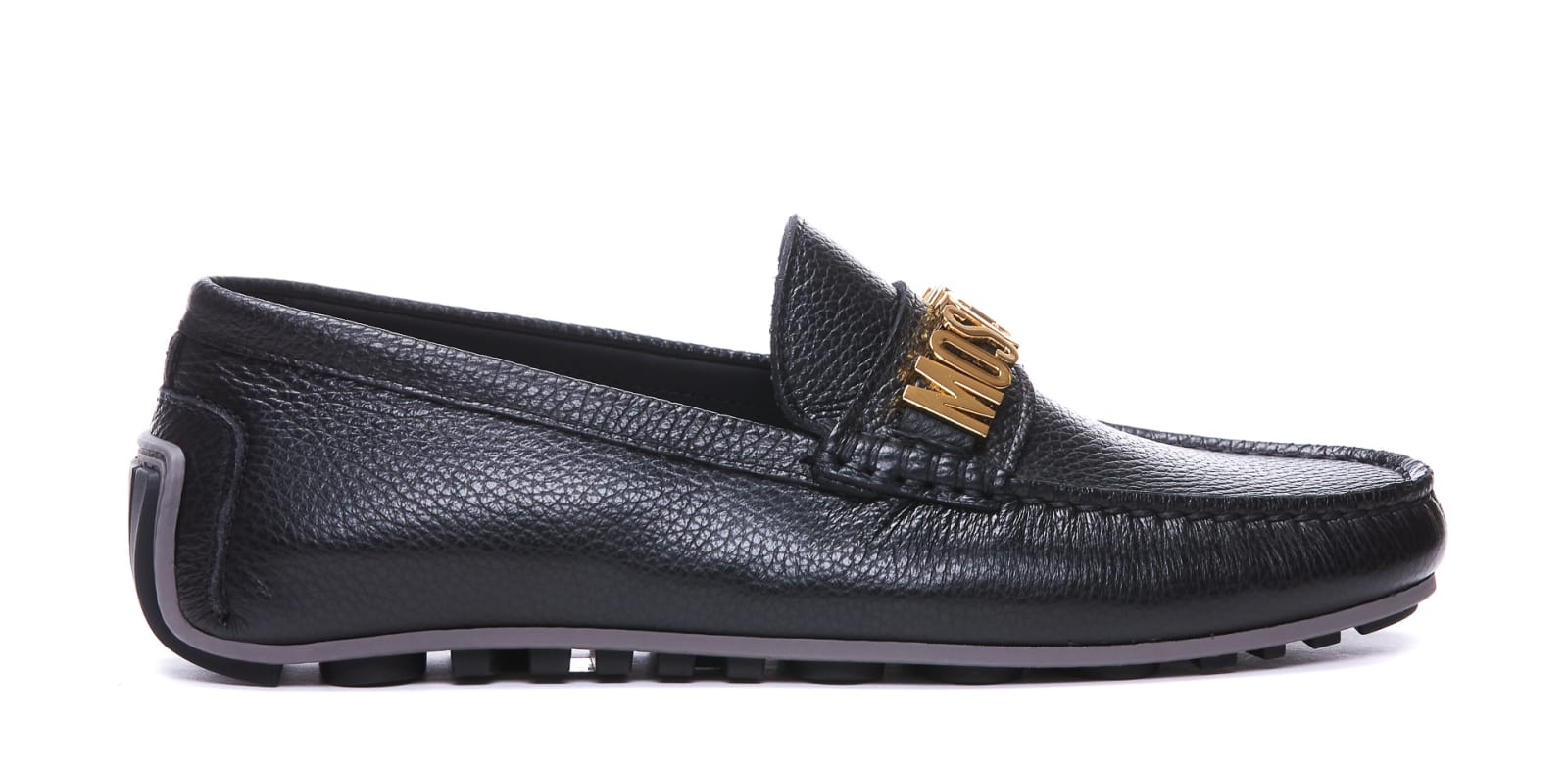 Moschino Logo Driver Loafers In Black