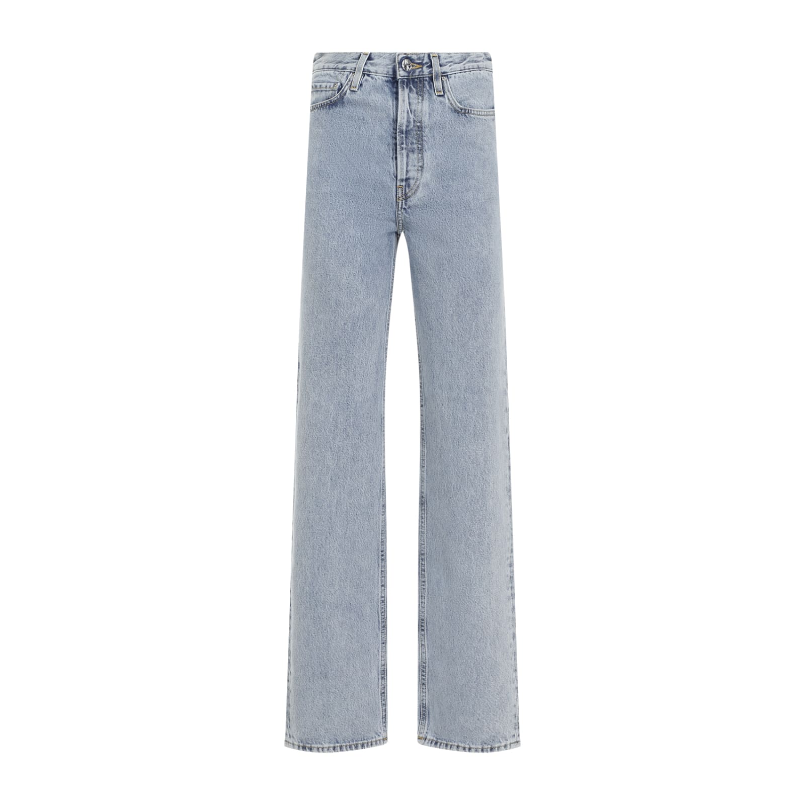 Shop Totême Classic Cut Jeans In Cool Blue