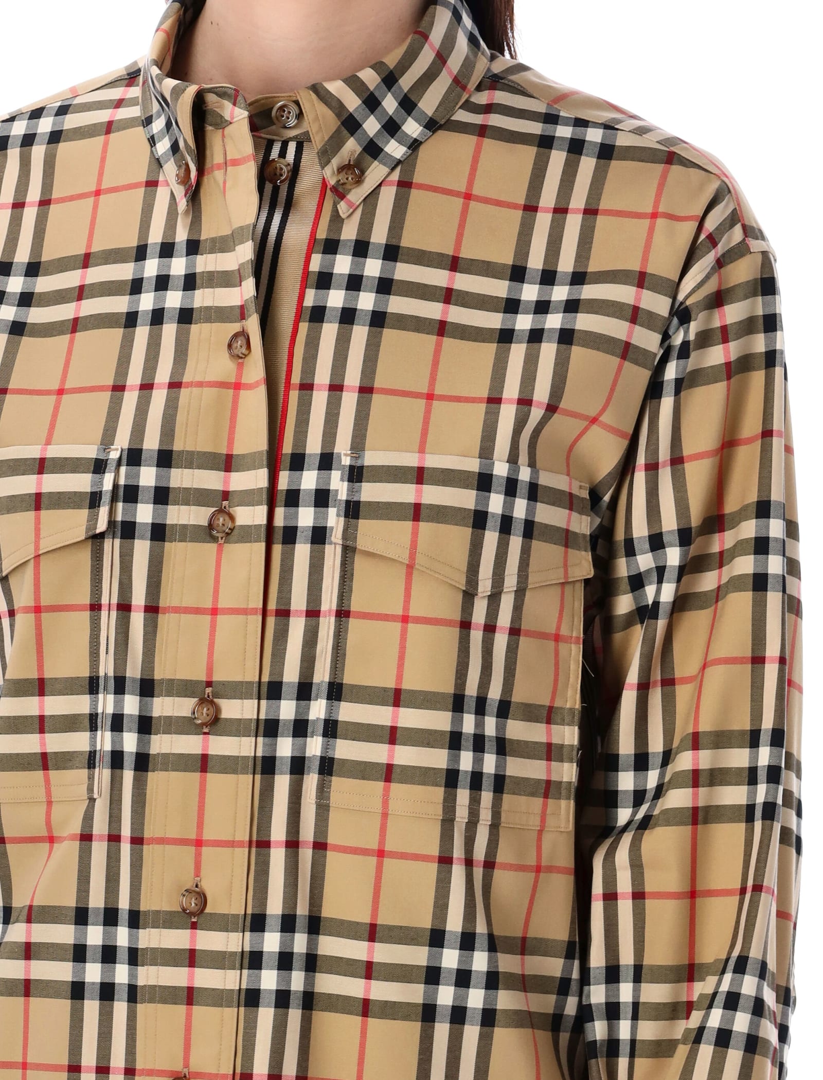 Shop Burberry Check Shirt In Archive Beige Ip Chk