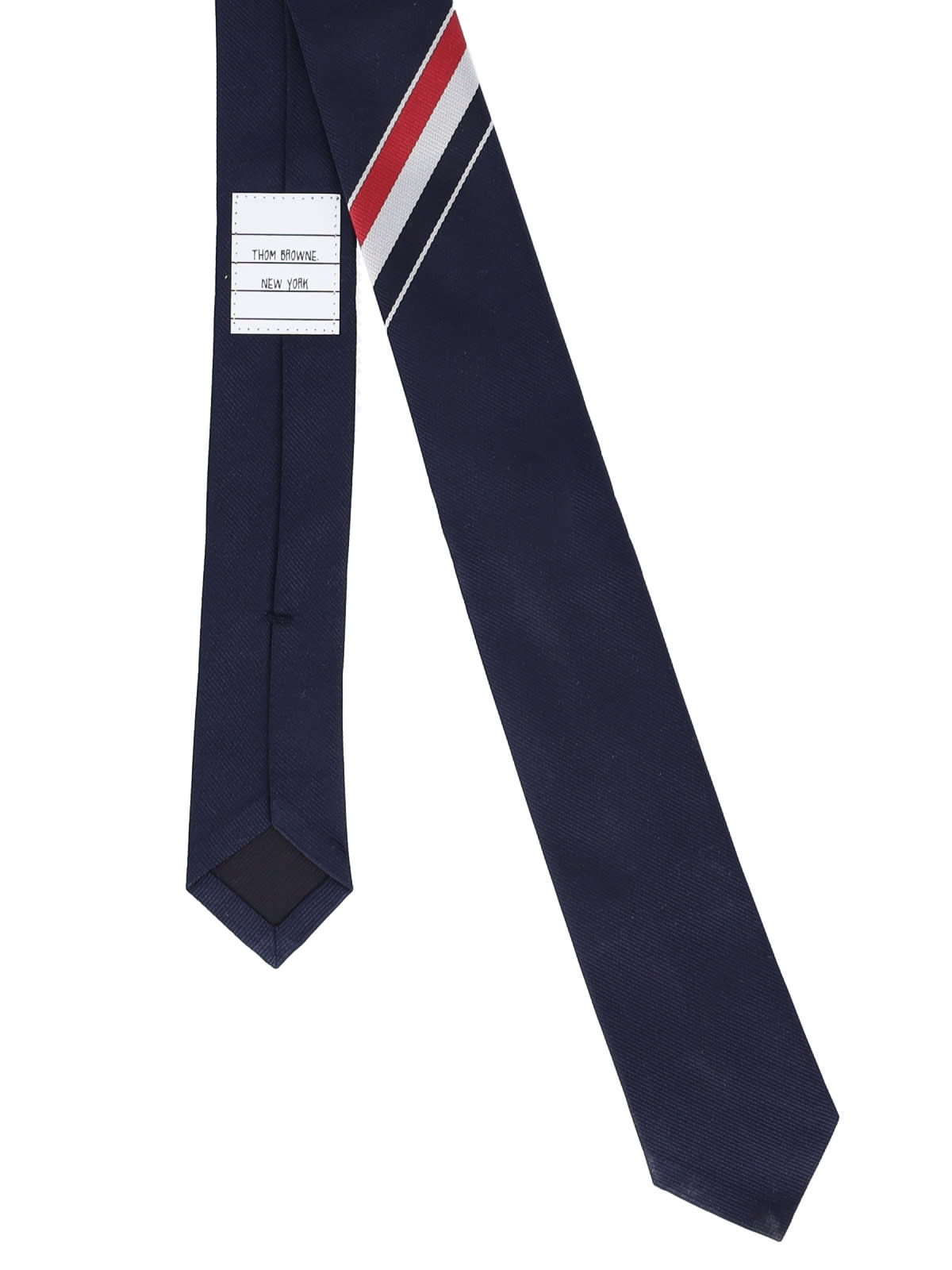 Shop Thom Browne Striped Detail Tie In Blue